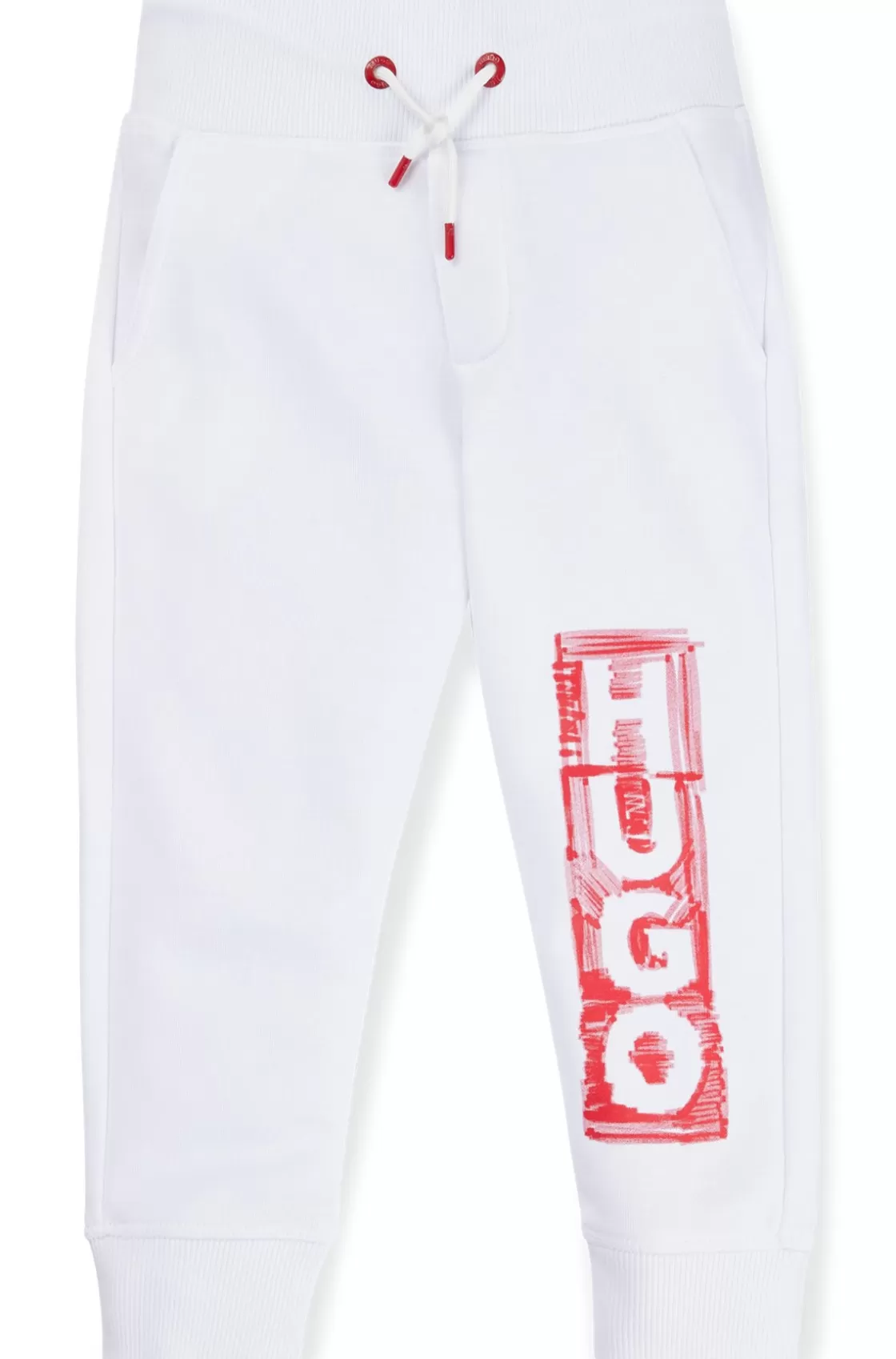 HUGO BOSS Kids' Fleece Tracksuit Bottoms With Marker-style Logo White Cheap