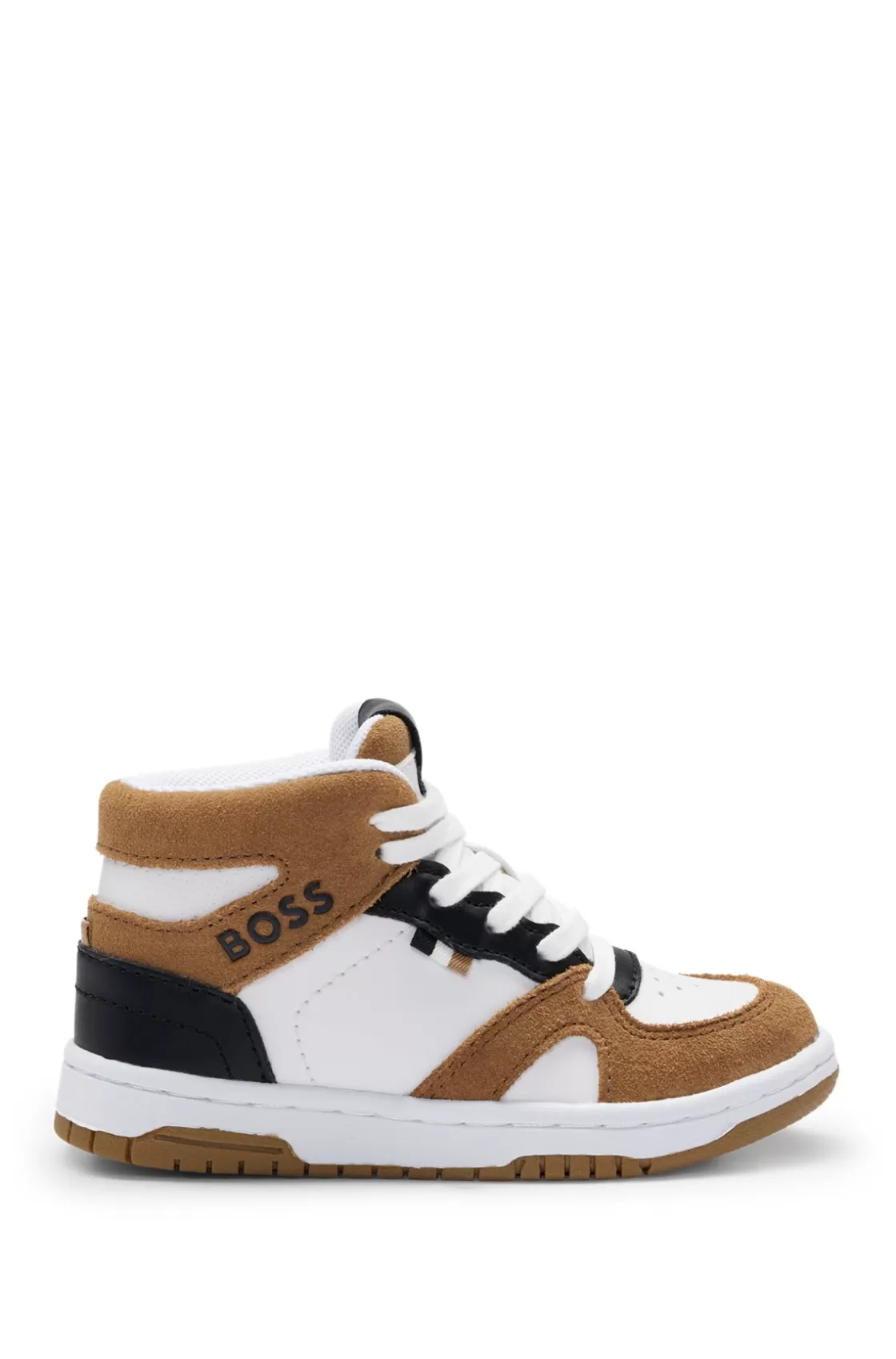 HUGO BOSS Kids' High-top Trainers With Logo Details White Online