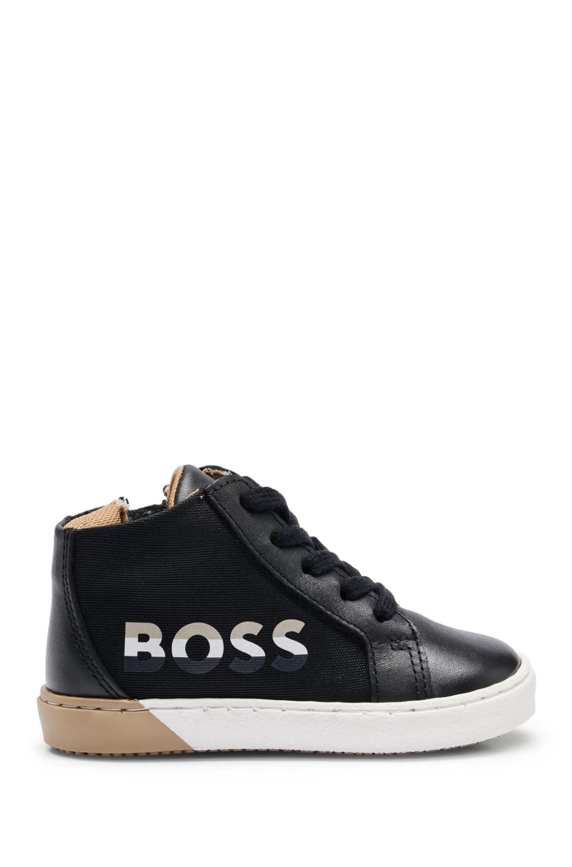 HUGO BOSS Kids' High-top Trainers With Logo Details Black Sale