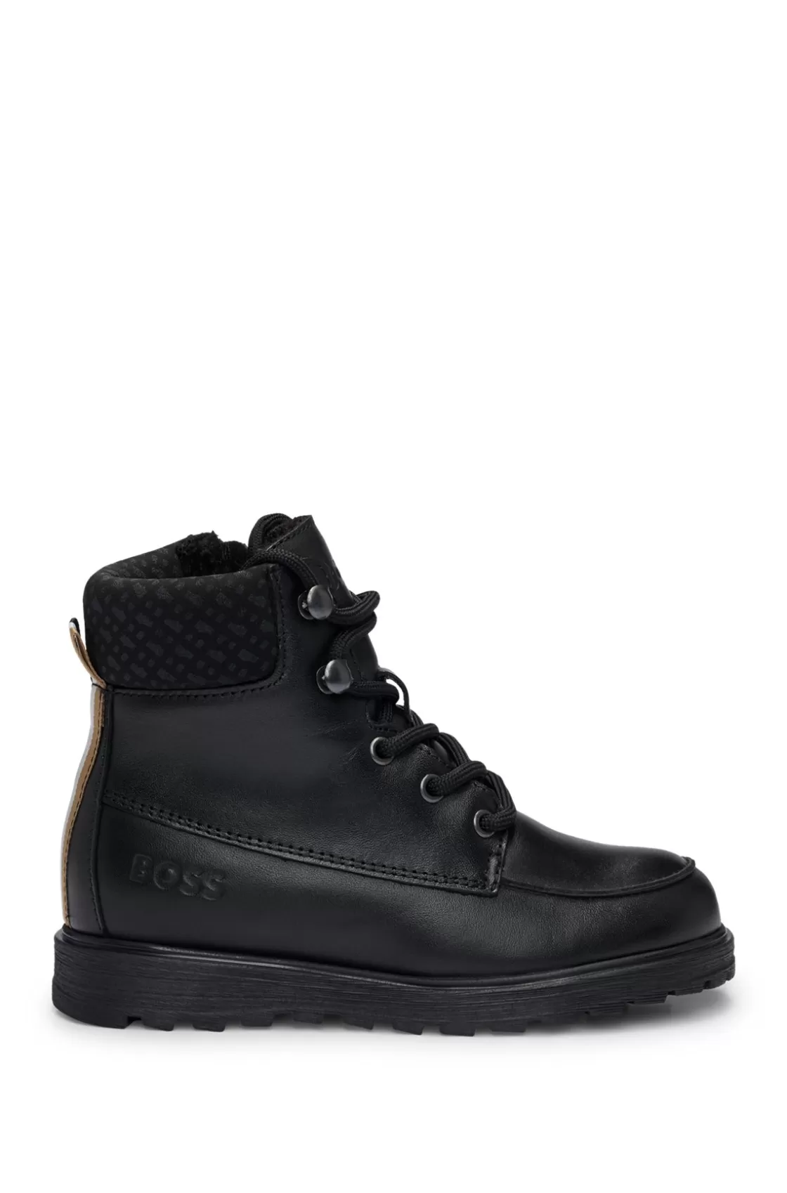HUGO BOSS Kids' Hiking-style Boots In Leather Black Best