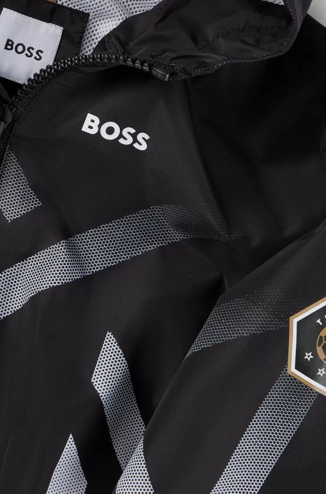 HUGO BOSS Kids' Hooded Windbreaker With Degradé Artwork Black Flash Sale