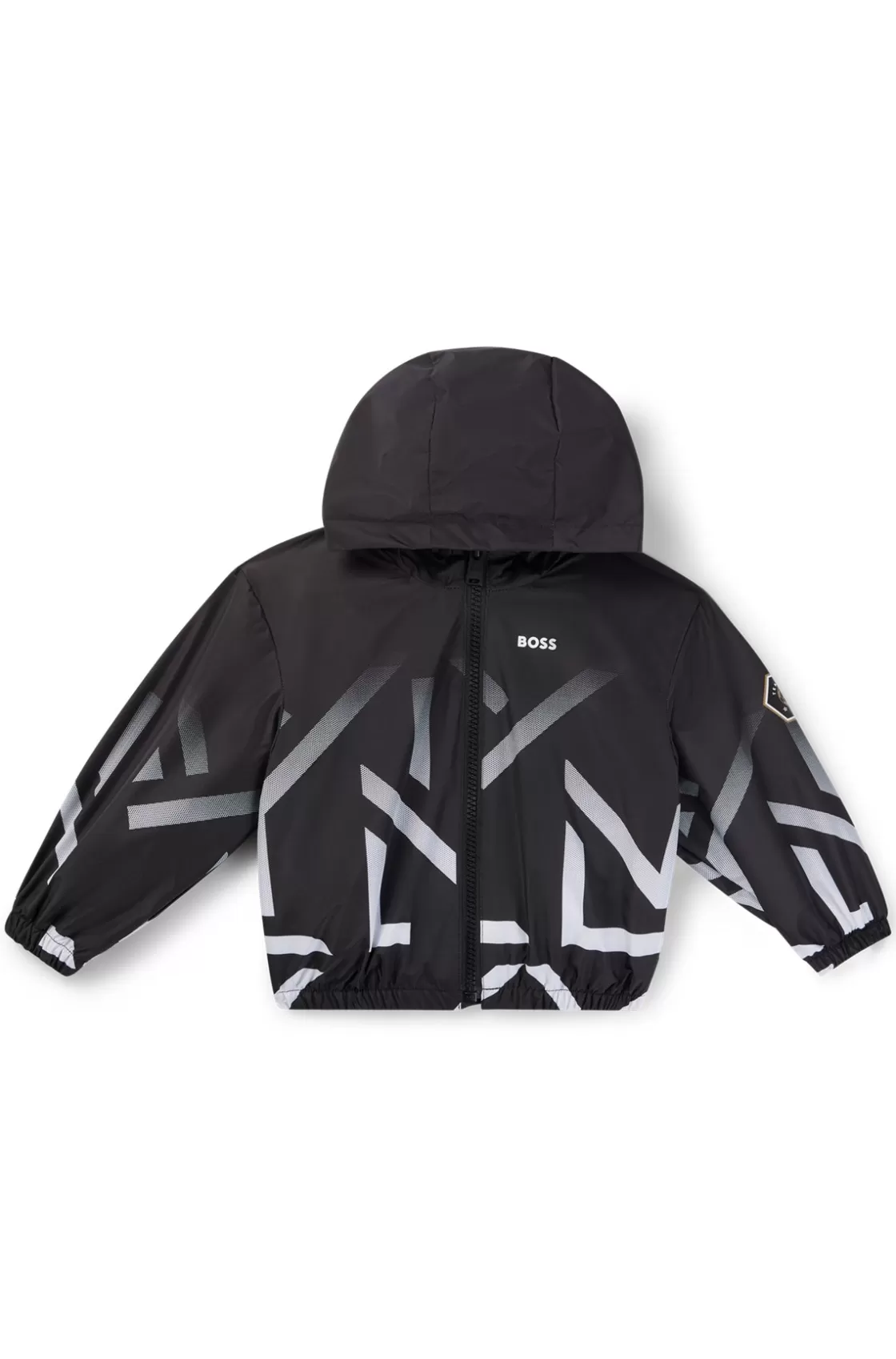 HUGO BOSS Kids' Hooded Windbreaker With Degradé Artwork Black Flash Sale