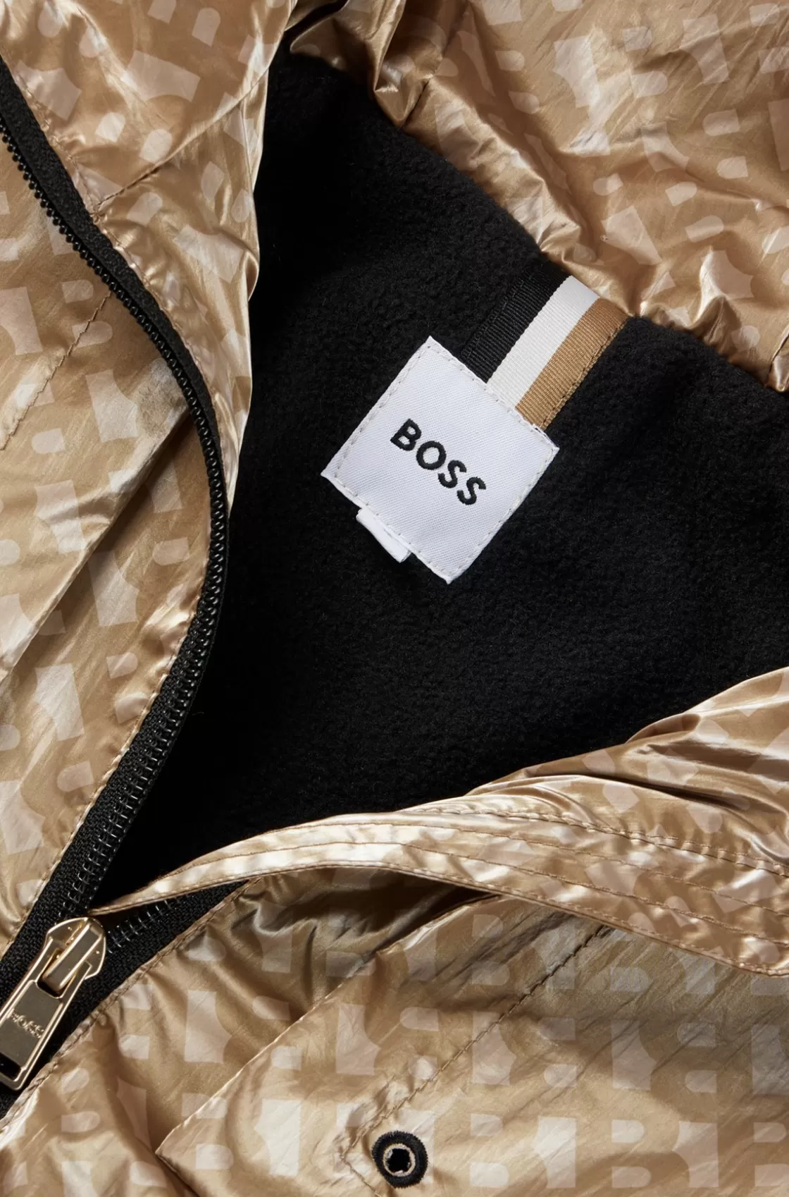 HUGO BOSS Kids' Hooded Windbreaker With Monogram Pattern Gold Best