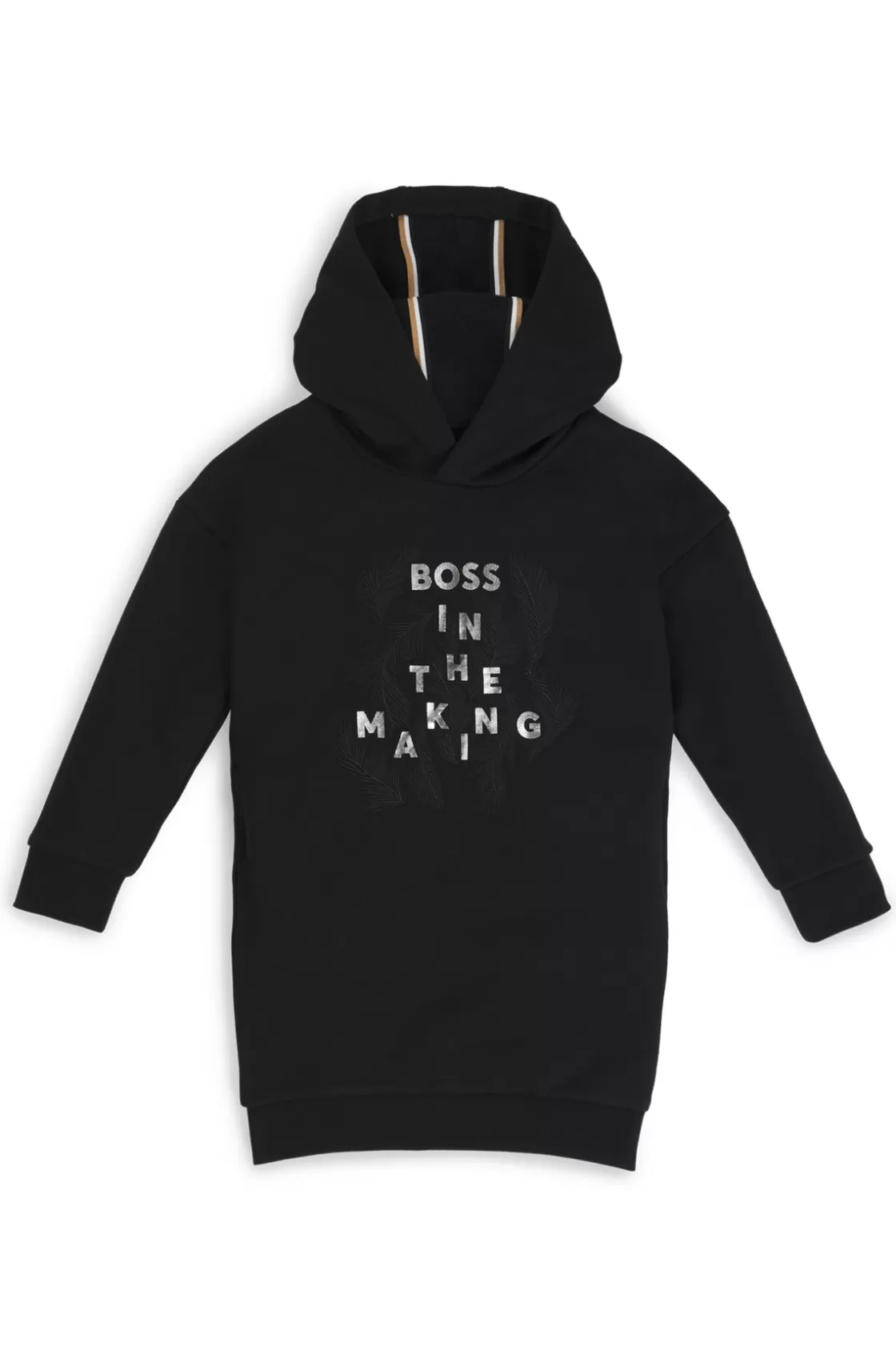 HUGO BOSS Kids' Hoodie Dress In Stretch Cotton With Signature Print Black Discount