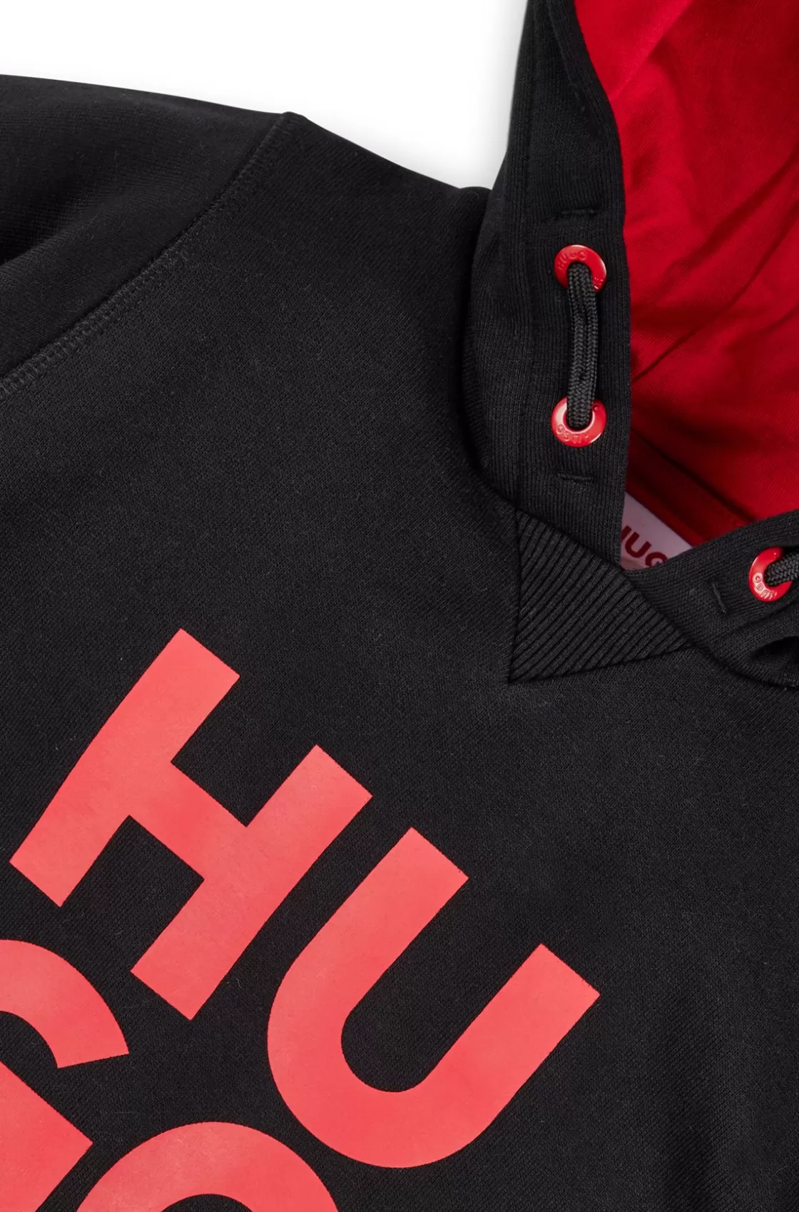 HUGO BOSS Kids' Hoodie In Fleece With Stacked Logo Black Cheap