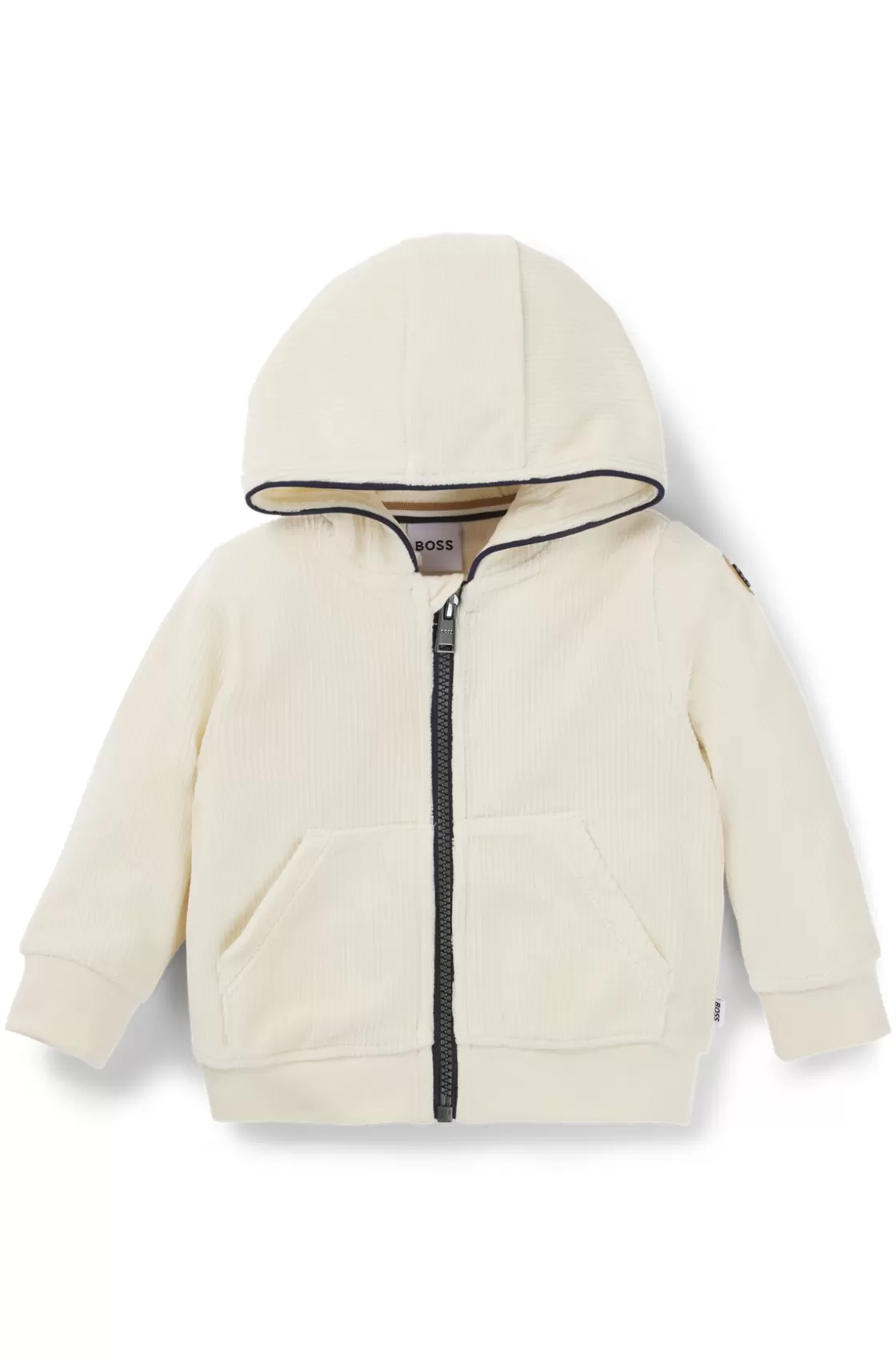 HUGO BOSS Kids' Hoodie In Velvet-effect Cotton Light Beige Best Sale