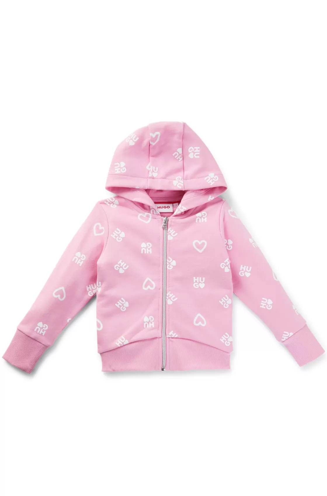 HUGO BOSS Kids' Hoodie With Hearts And Logos Pink Online