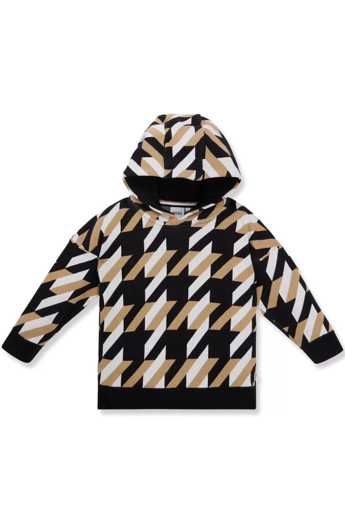 HUGO BOSS Kids' Hoodie With Signature All-over Pattern Black Clearance