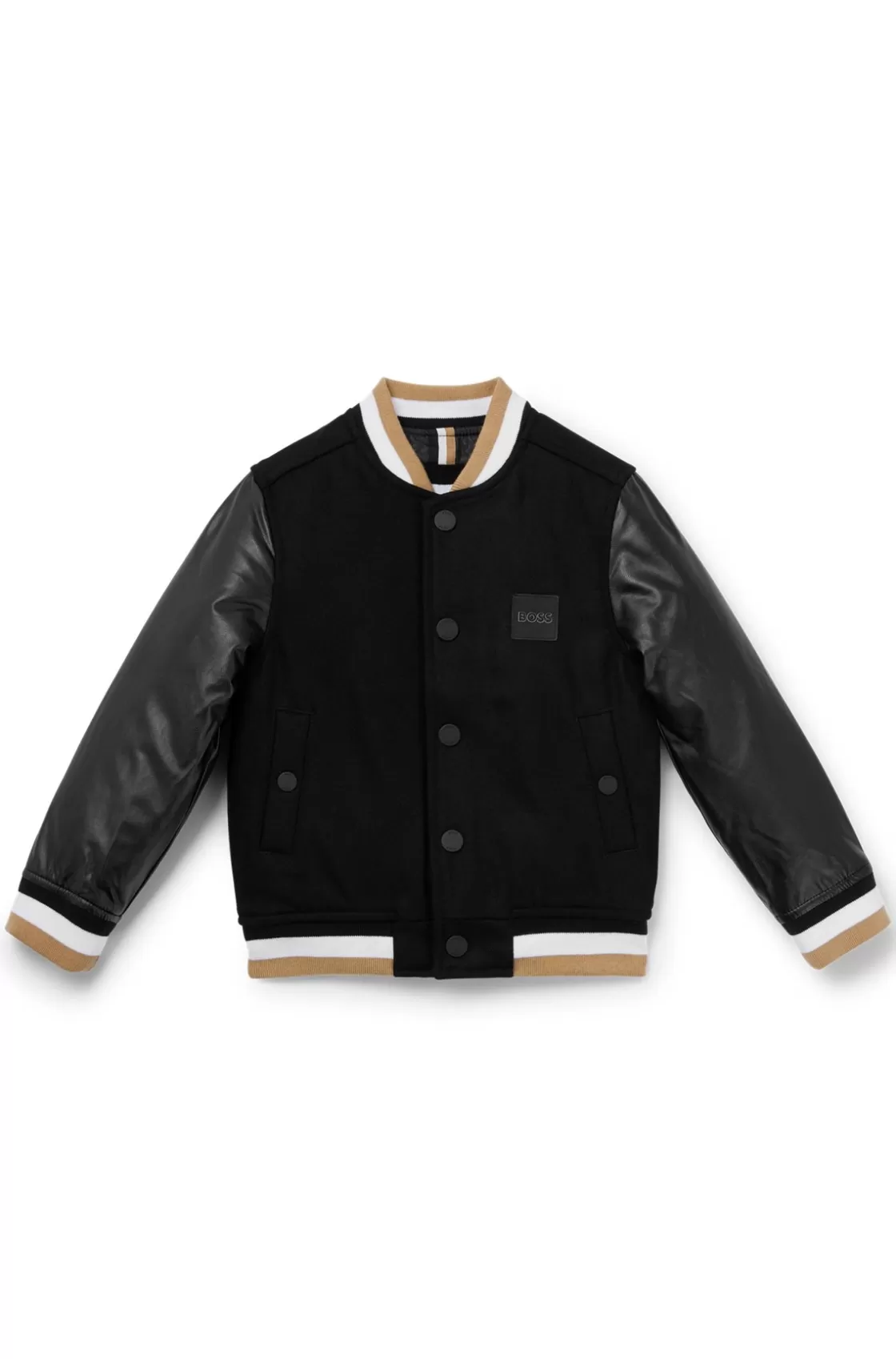 HUGO BOSS Kids' Hybrid Bomber Jacket With Logo Details Black Hot