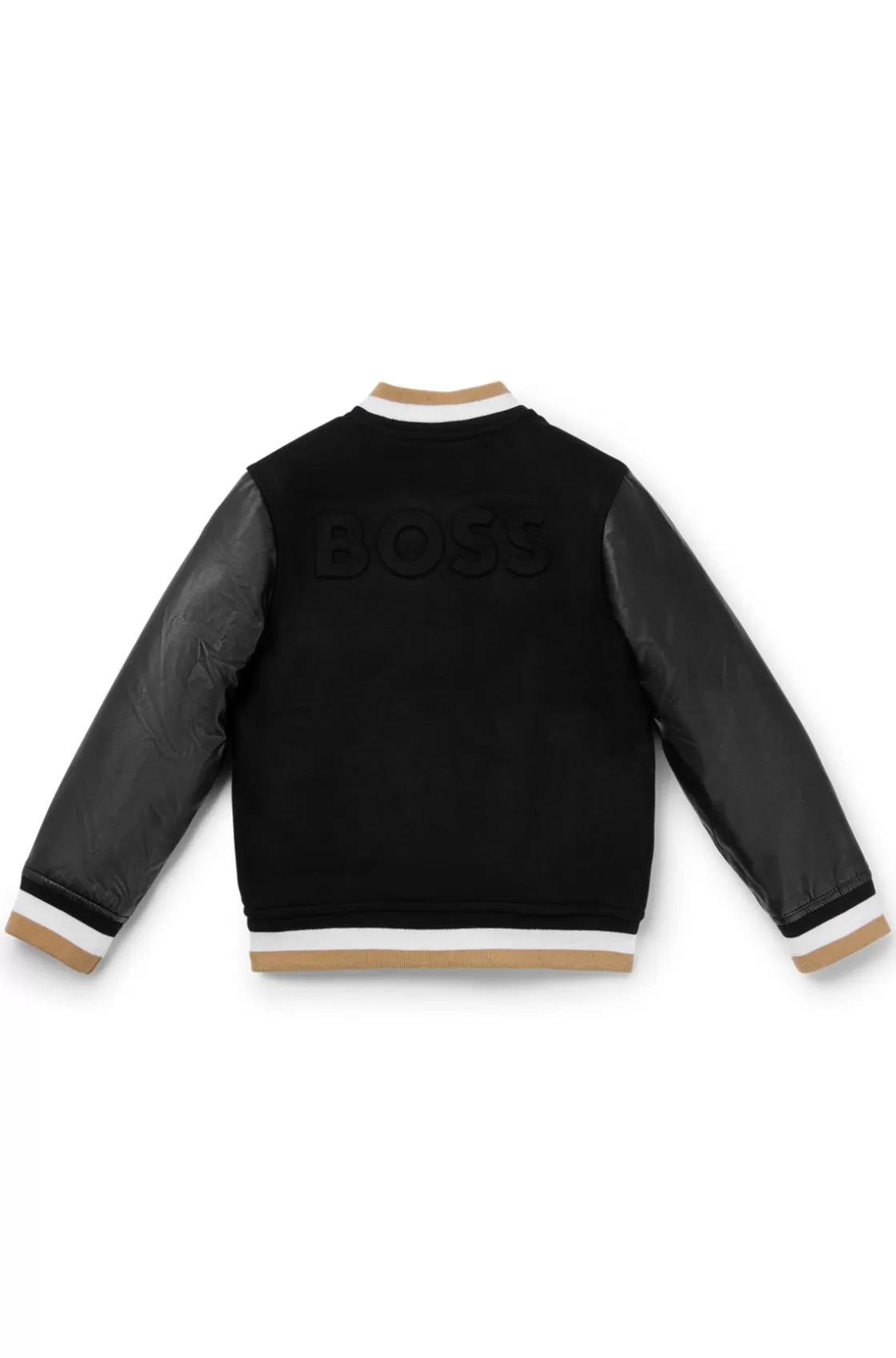 HUGO BOSS Kids' Hybrid Bomber Jacket With Logo Details Black Hot