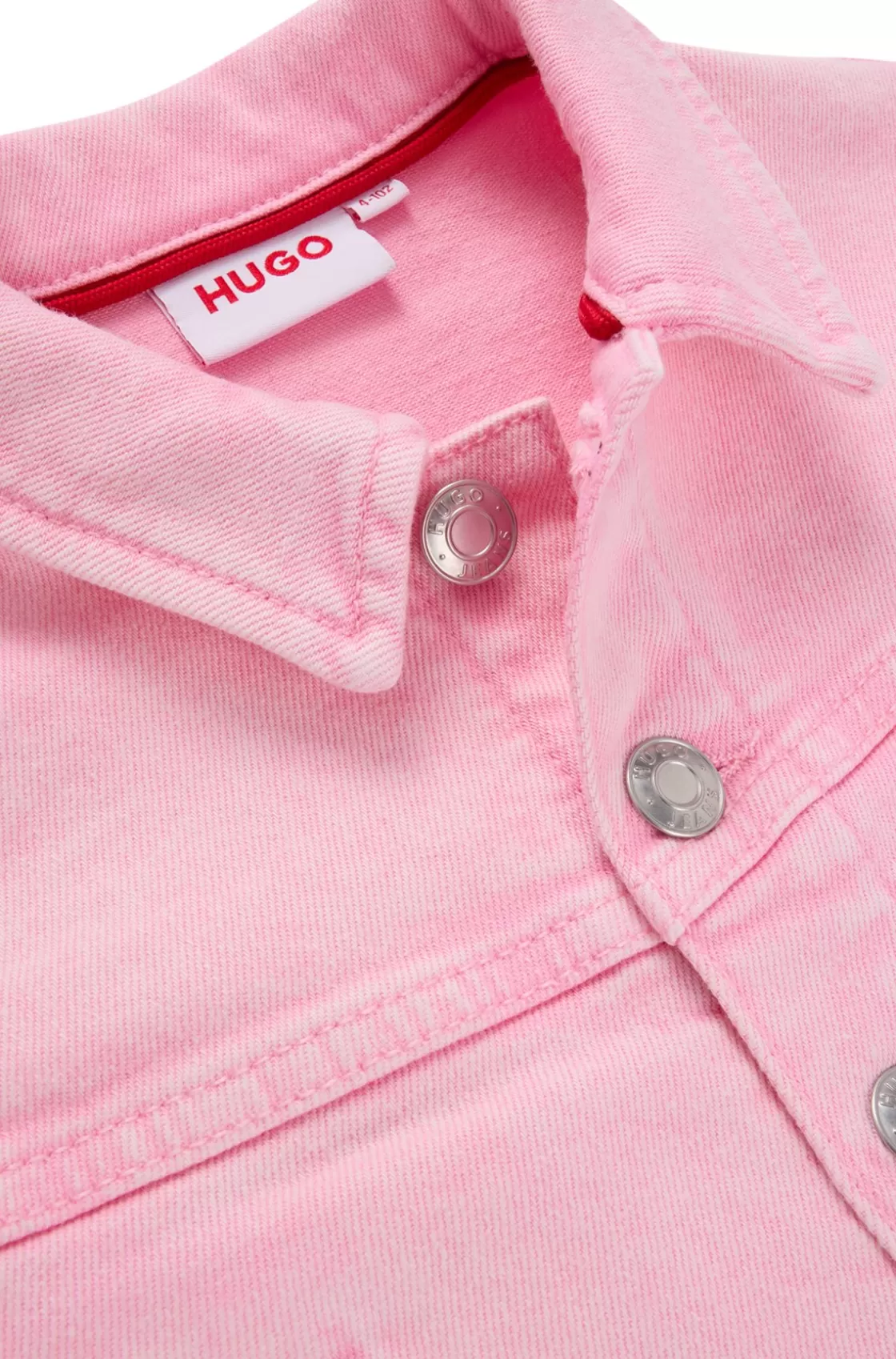 HUGO BOSS Kids' Jacket In Overdyed Stretch-cotton Denim Pink Store