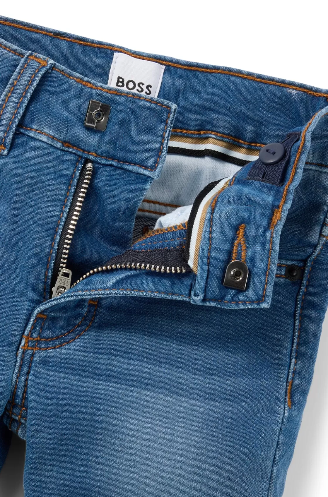HUGO BOSS Kids' Jeans In Stretch Denim With Double B Monograms Patterned Flash Sale