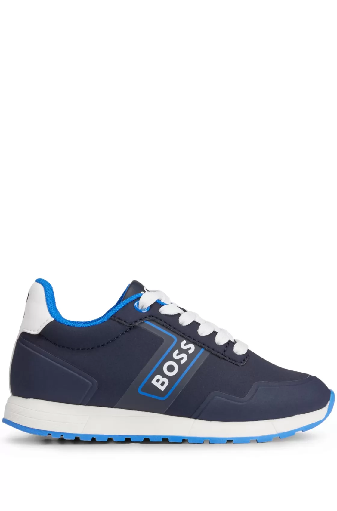 HUGO BOSS Kids’ Lace-up Trainers With Logo Details Dark Blue Best