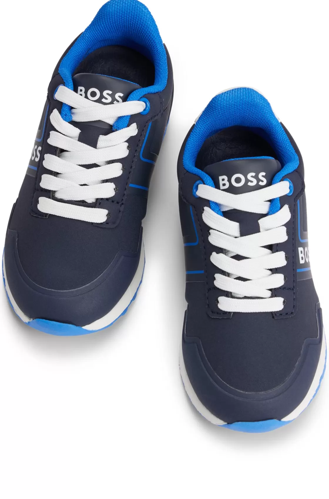 HUGO BOSS Kids’ Lace-up Trainers With Logo Details Dark Blue Best