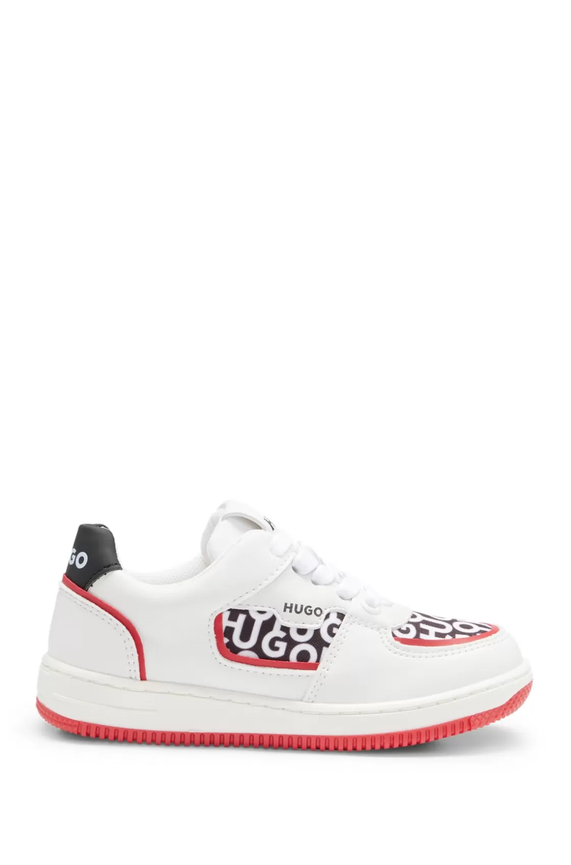 HUGO BOSS Kids' Lace-up Trainers With Stacked Logos White Shop