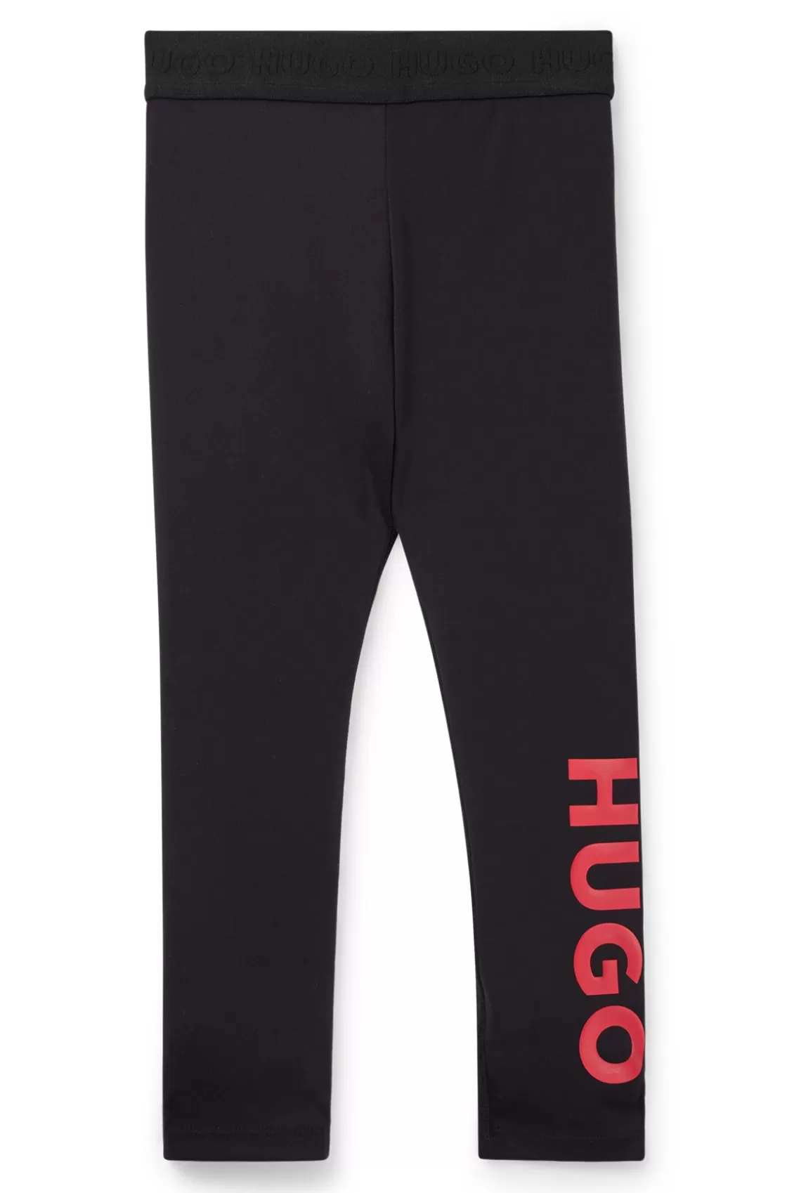 HUGO BOSS Kids' Leggings In Stretch Fabric With Vertical Logo Print Black Outlet