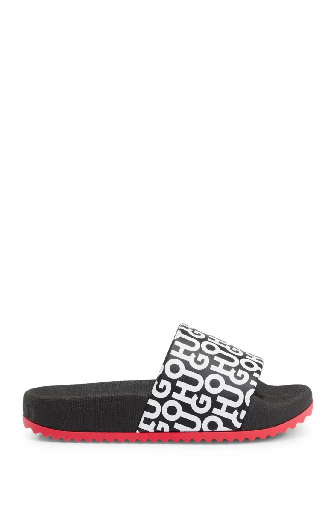 HUGO BOSS Kids' Lightweight Slides With Stacked-logo Strap Black Cheap