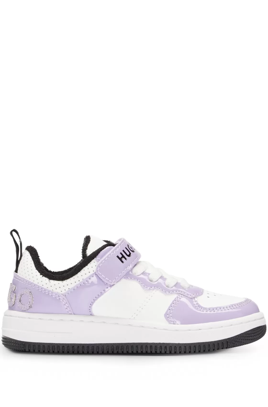 HUGO BOSS Kids' Logo Trainers With Faux Leather Light Purple Best