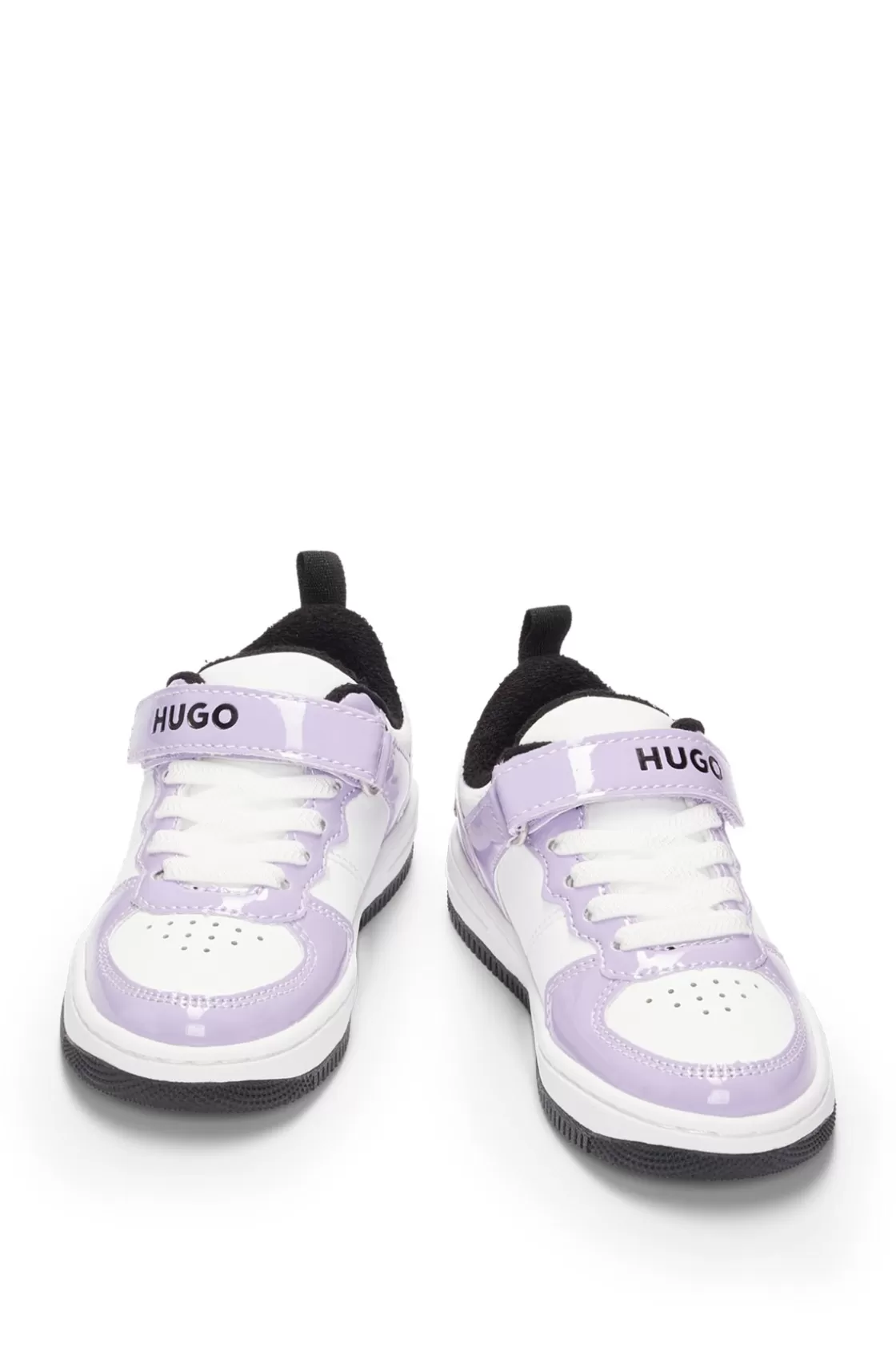 HUGO BOSS Kids' Logo Trainers With Faux Leather Light Purple Best