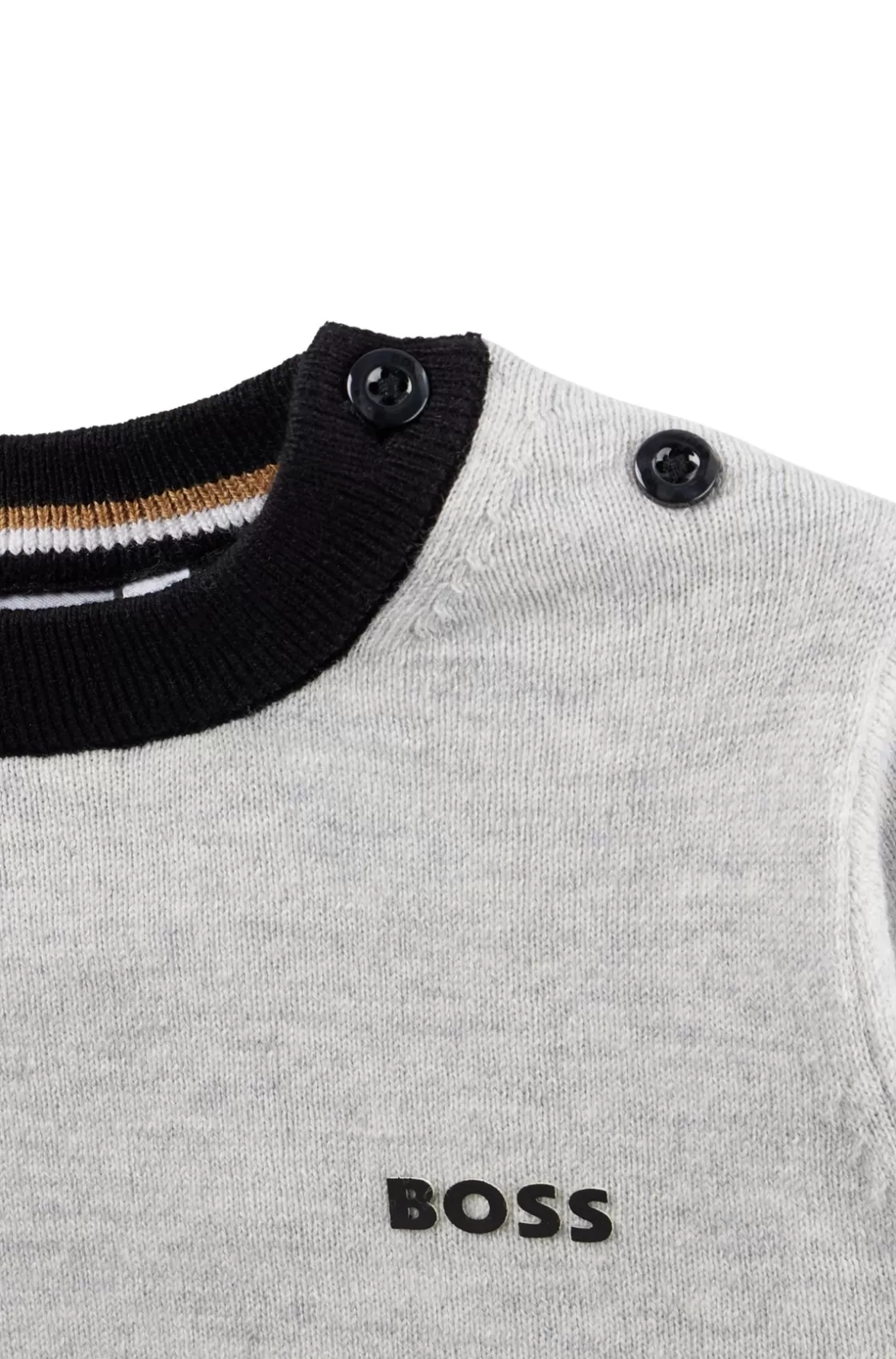 HUGO BOSS Kids' Logo-print Sweater In Cotton And Wool Light Grey Outlet