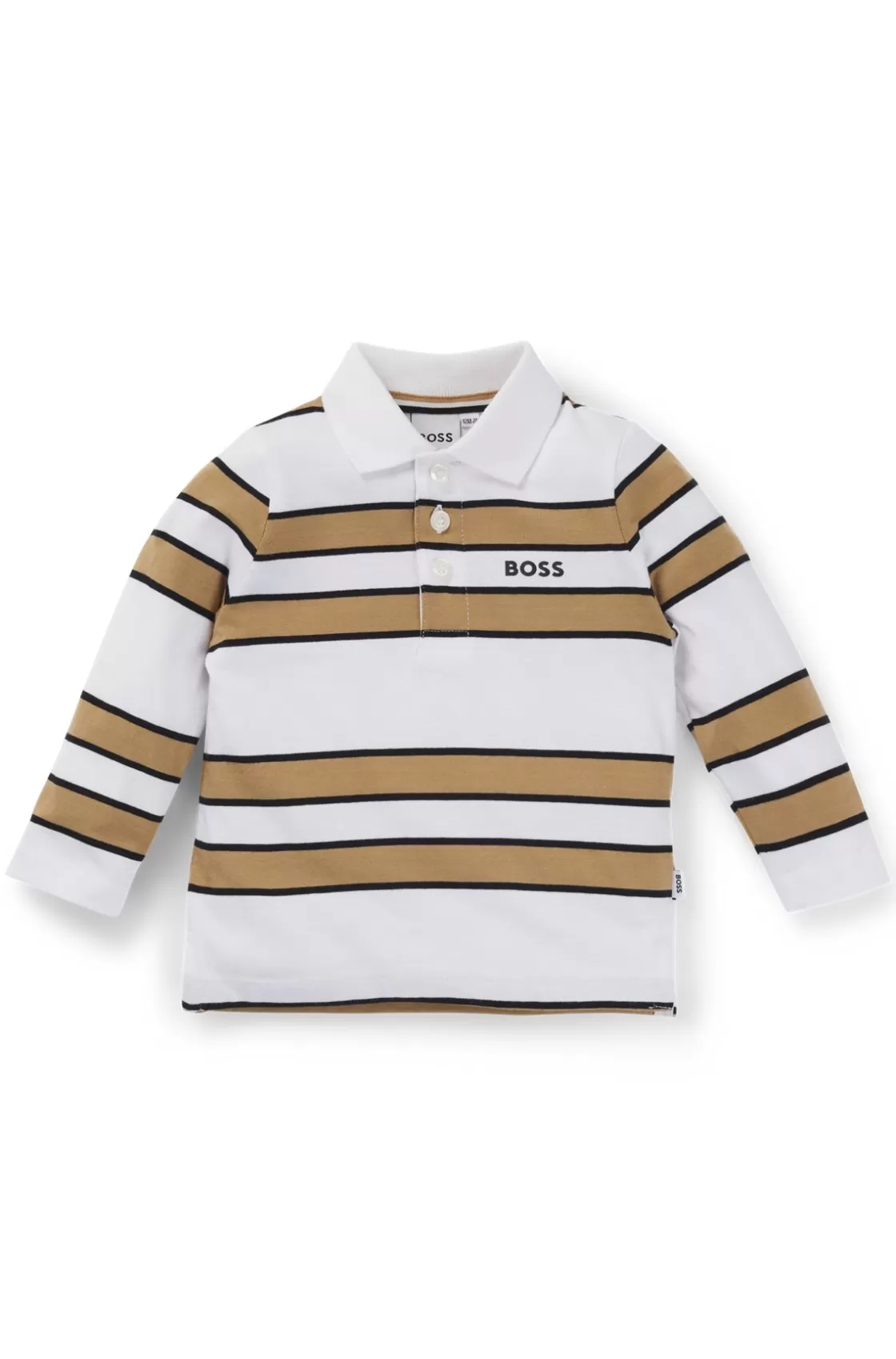 HUGO BOSS Kids' Long-sleeved Polo Shirt With Stripes And Logo White Sale