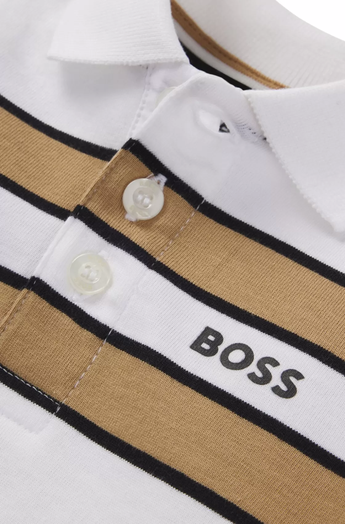 HUGO BOSS Kids' Long-sleeved Polo Shirt With Stripes And Logo White Sale