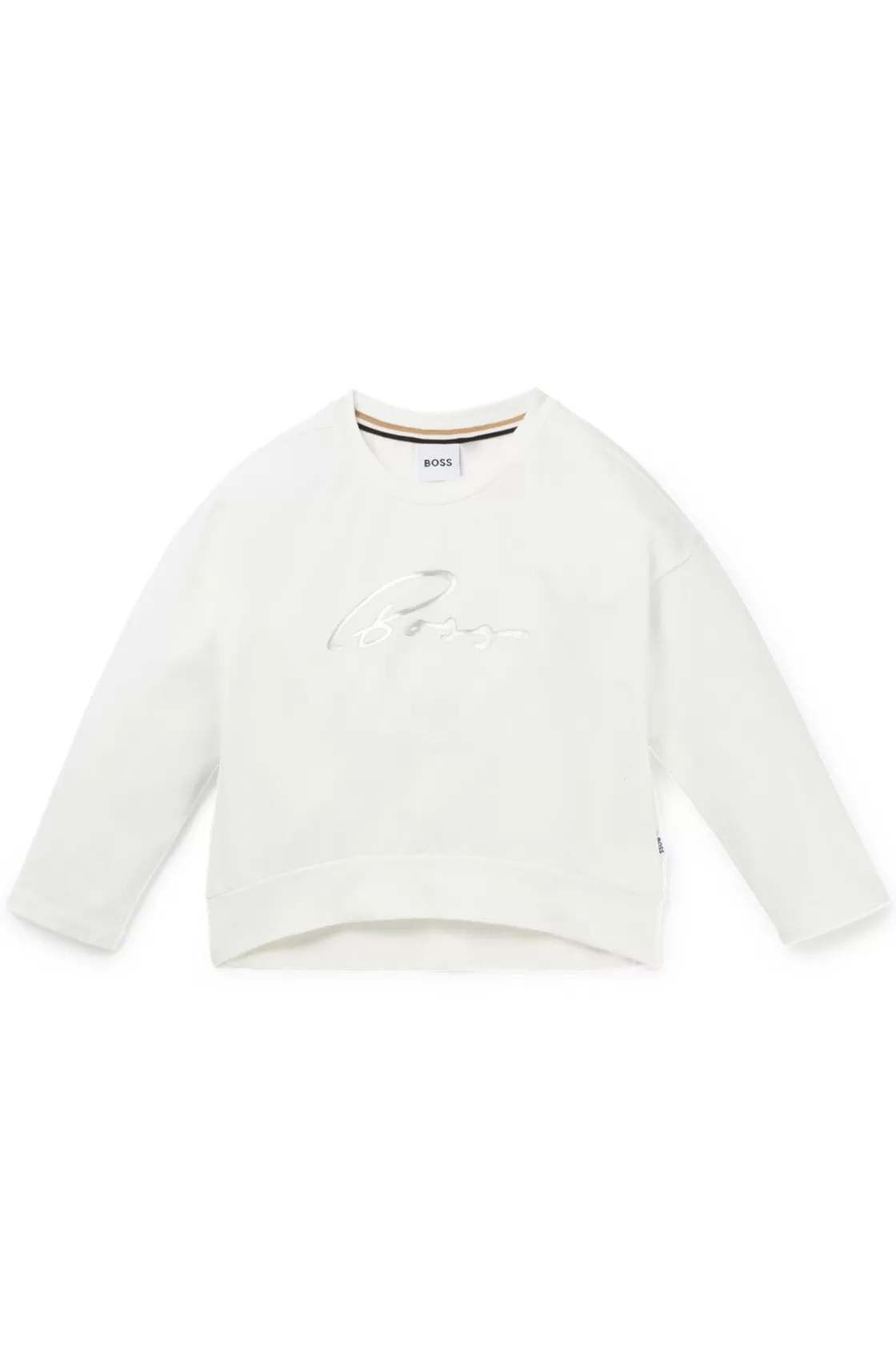 HUGO BOSS Kids' Long-sleeved Stretch-cotton T-shirt With Logo Print White Online