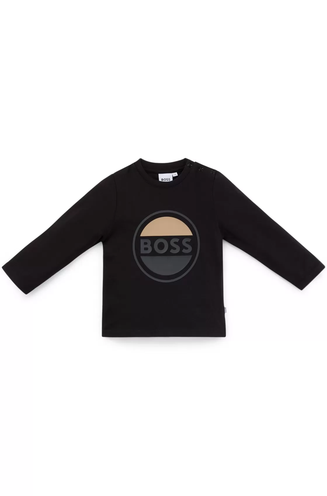 HUGO BOSS Kids' Long-sleeved T-shirt In Cotton With Logo Artwork Black Store