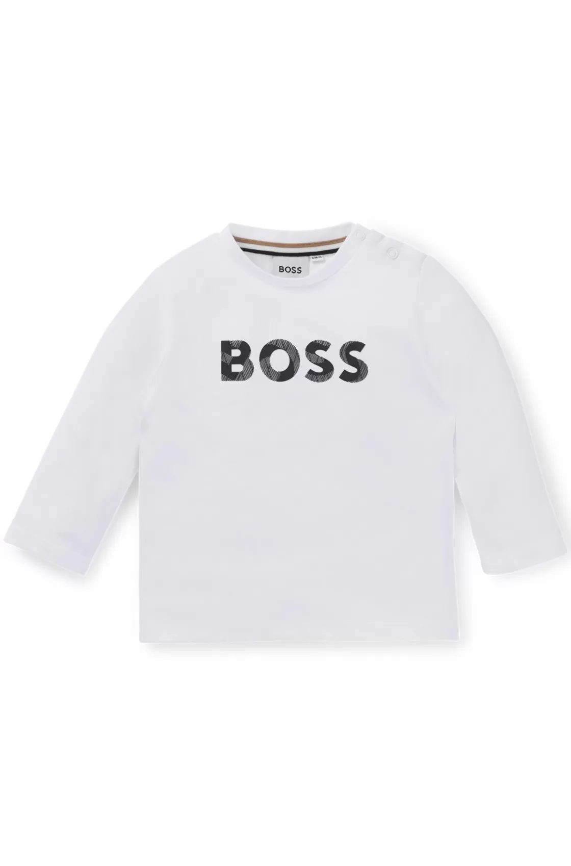 HUGO BOSS Kids' Long-sleeved T-shirt In Cotton With Logo Detail White Best Sale