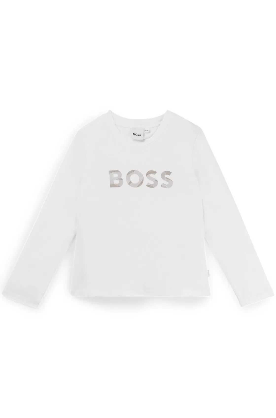 HUGO BOSS Kids' Long-sleeved T-shirt With Signature-stripe Details White Flash Sale