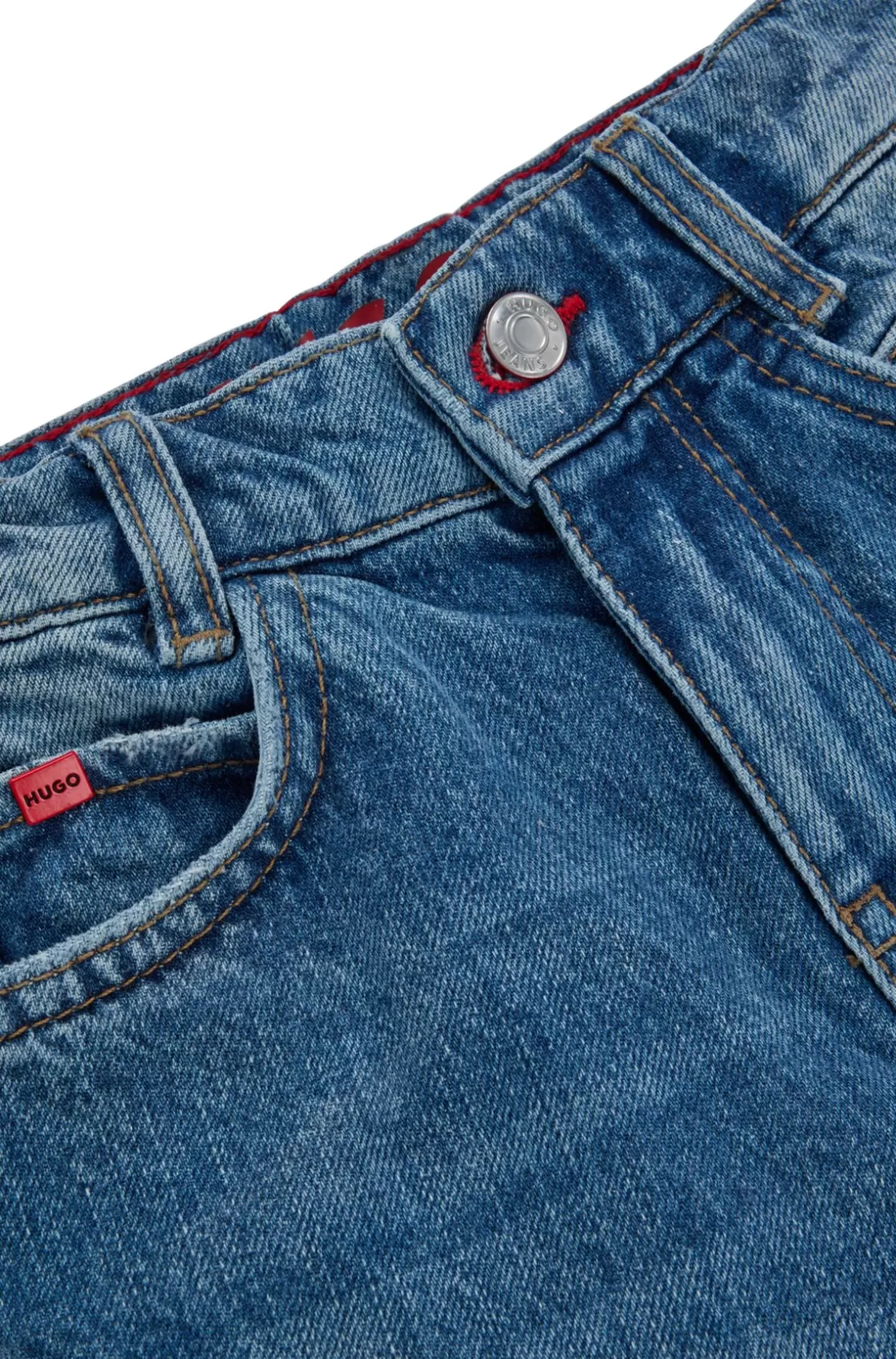 HUGO BOSS Kids' Loose-fit Jeans In Stonewashed Denim Patterned Clearance