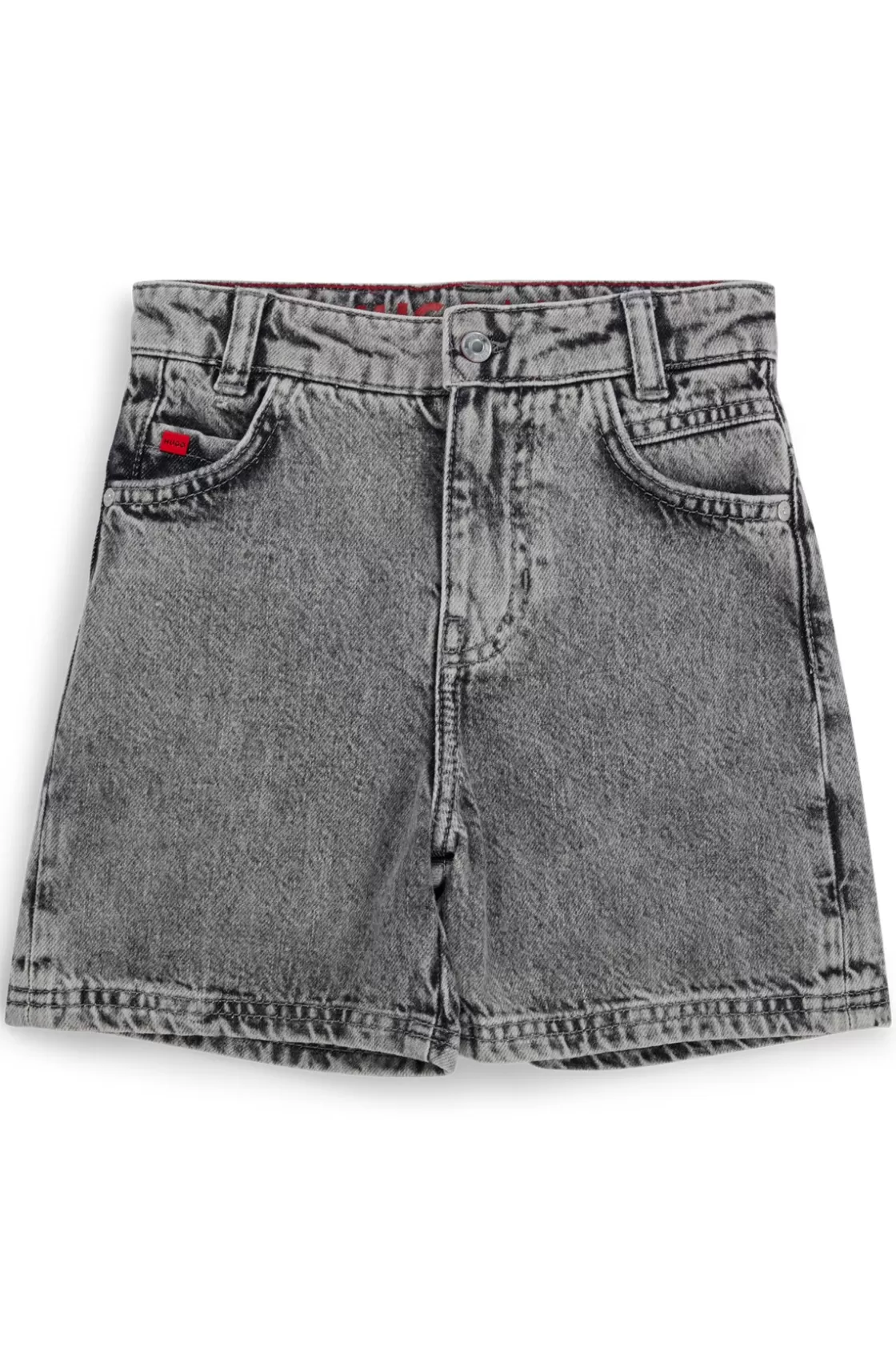 HUGO BOSS Kids' Loose-fit Shorts In Gray Cotton Denim Patterned Hot