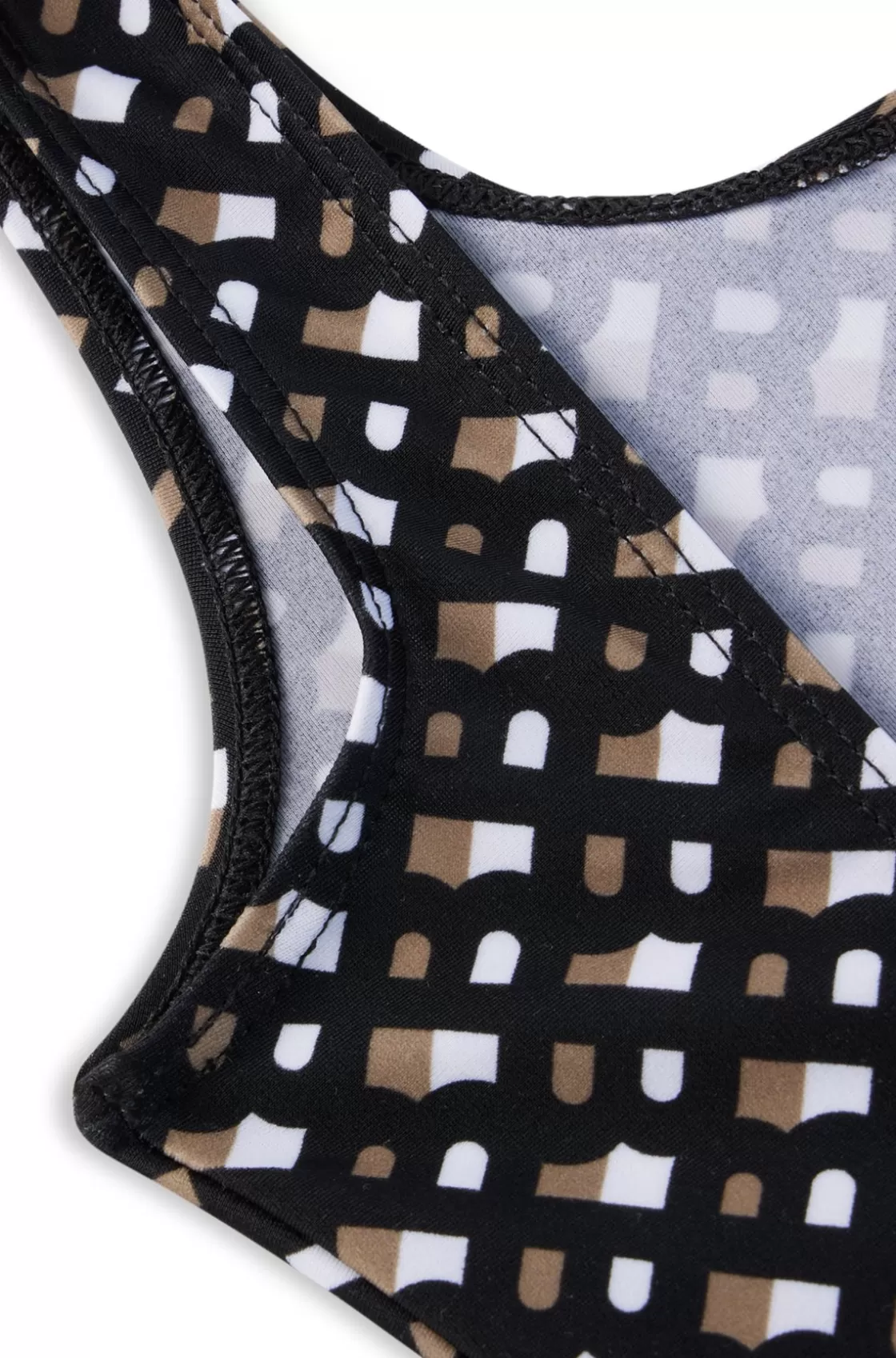HUGO BOSS Kids' Low-back Swimsuit With All-over Monograms Black Best
