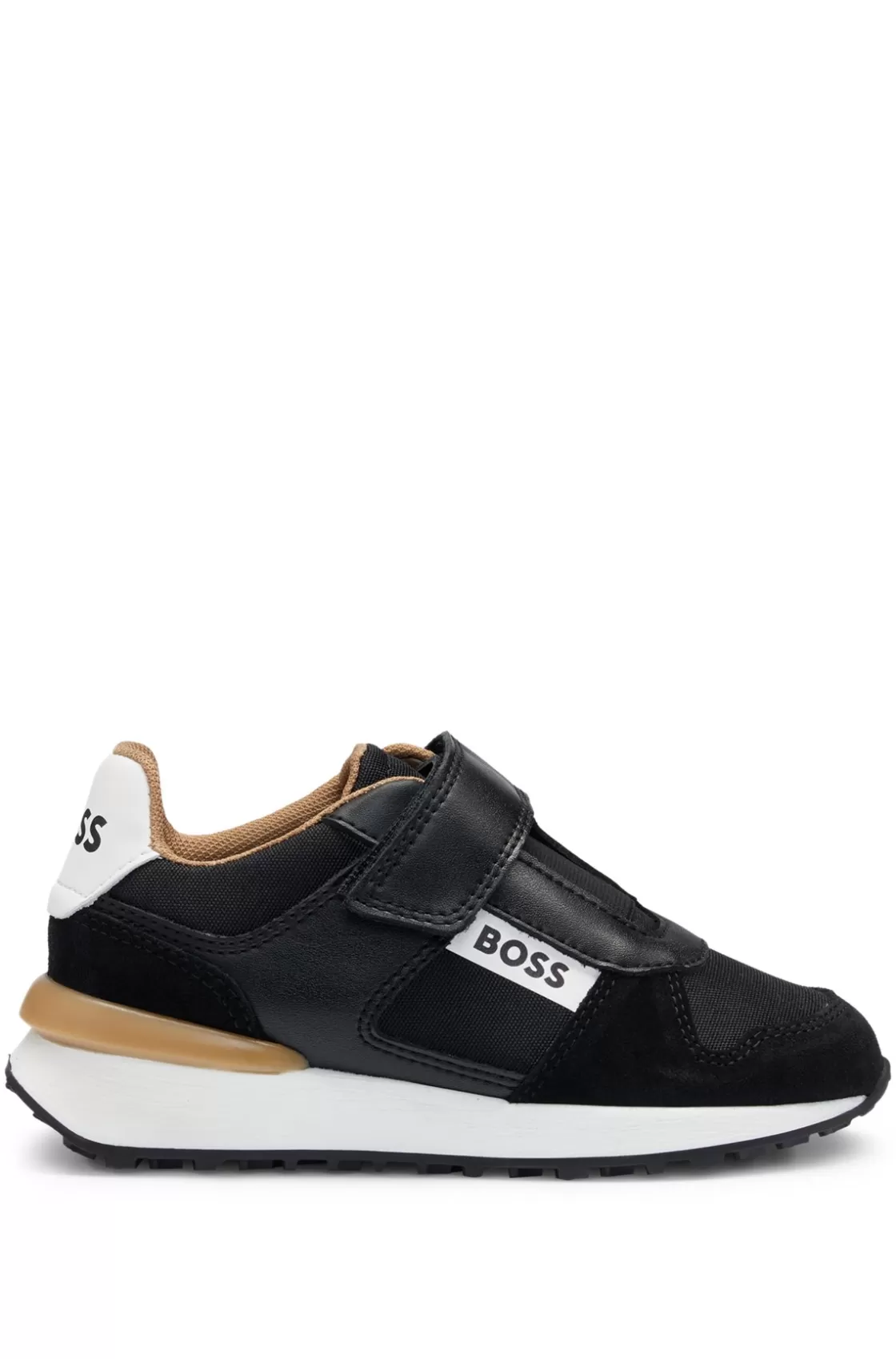 HUGO BOSS Kids' Mixed-material Trainers With Logo Details Black Discount