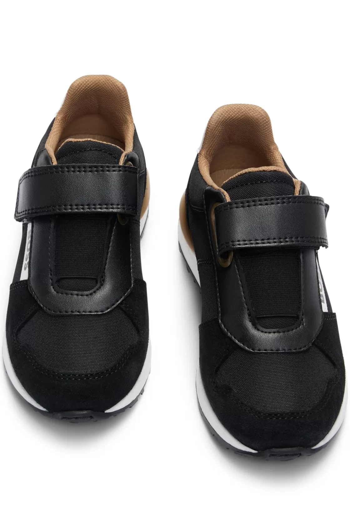 HUGO BOSS Kids' Mixed-material Trainers With Logo Details Black Discount