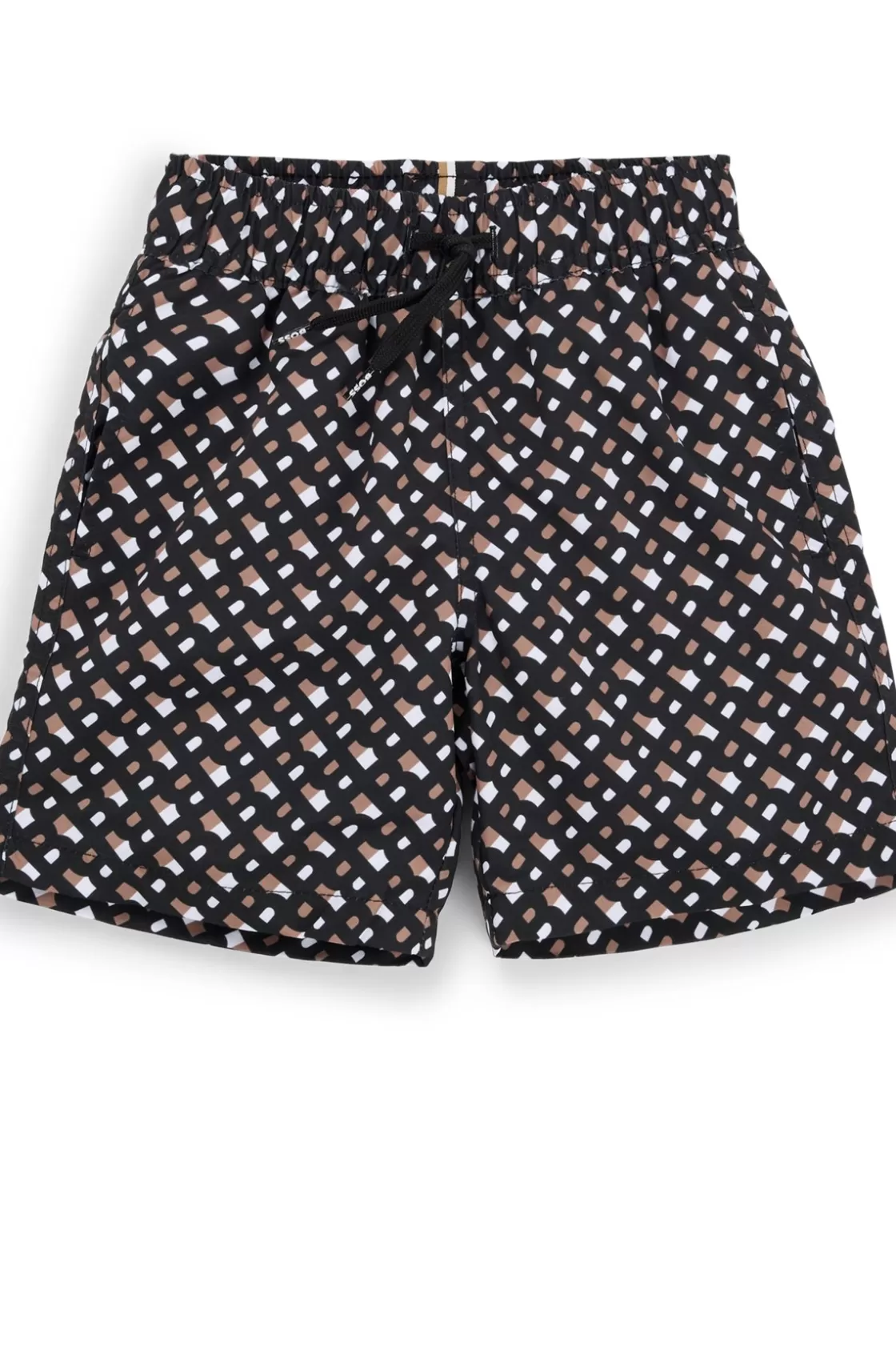 HUGO BOSS Kids' Monogram Swim Shorts In Quick-drying Fabric Black Hot