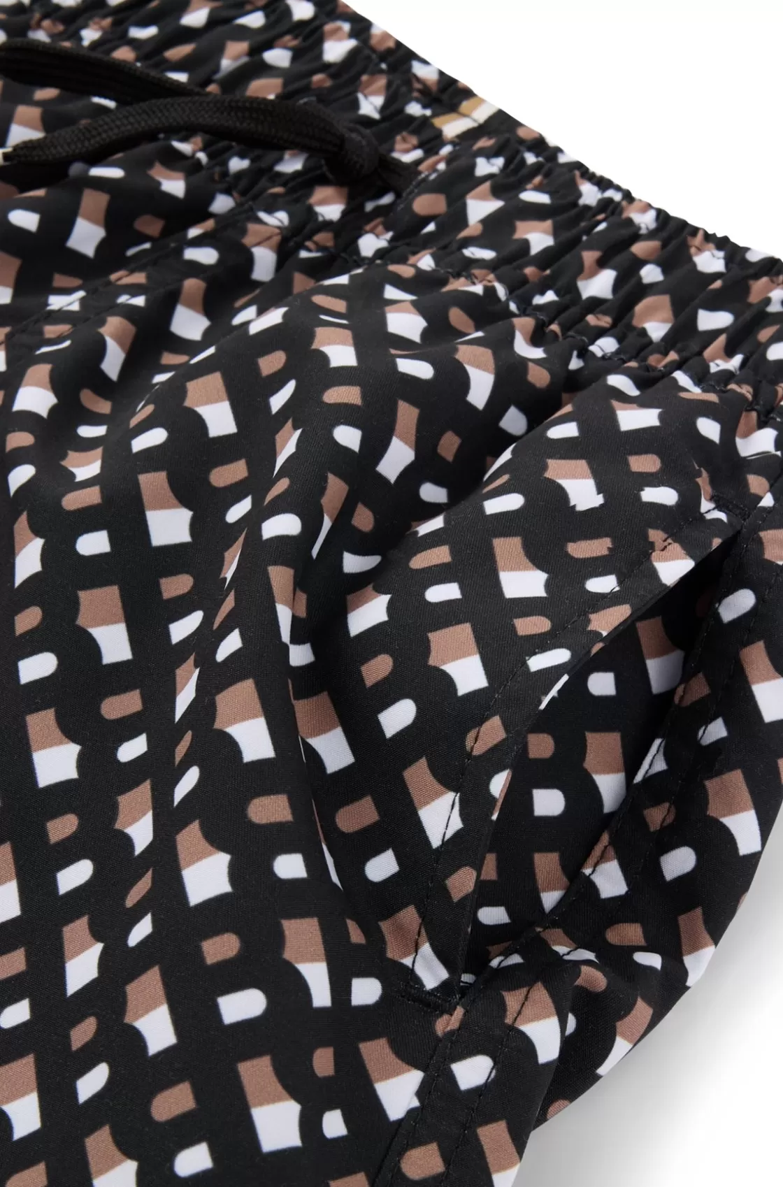 HUGO BOSS Kids' Monogram Swim Shorts In Quick-drying Fabric Black Hot