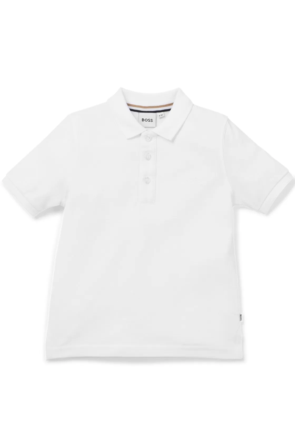 HUGO BOSS Kids' Polo Shirt In Cotton Piqué With Logo Detail White New