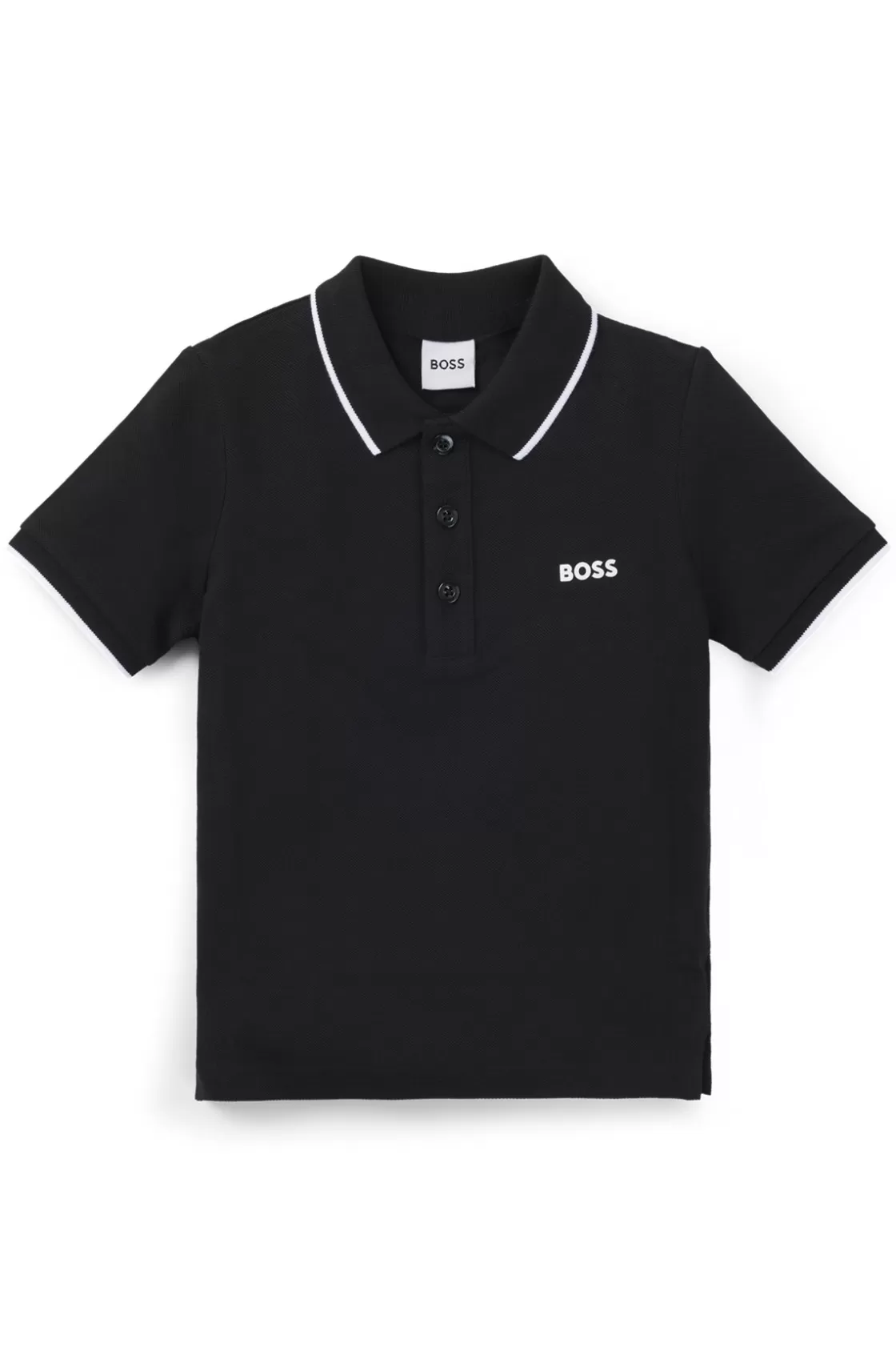 HUGO BOSS Kids' Polo Shirt In Cotton Piqué With Printed Logo Black Cheap
