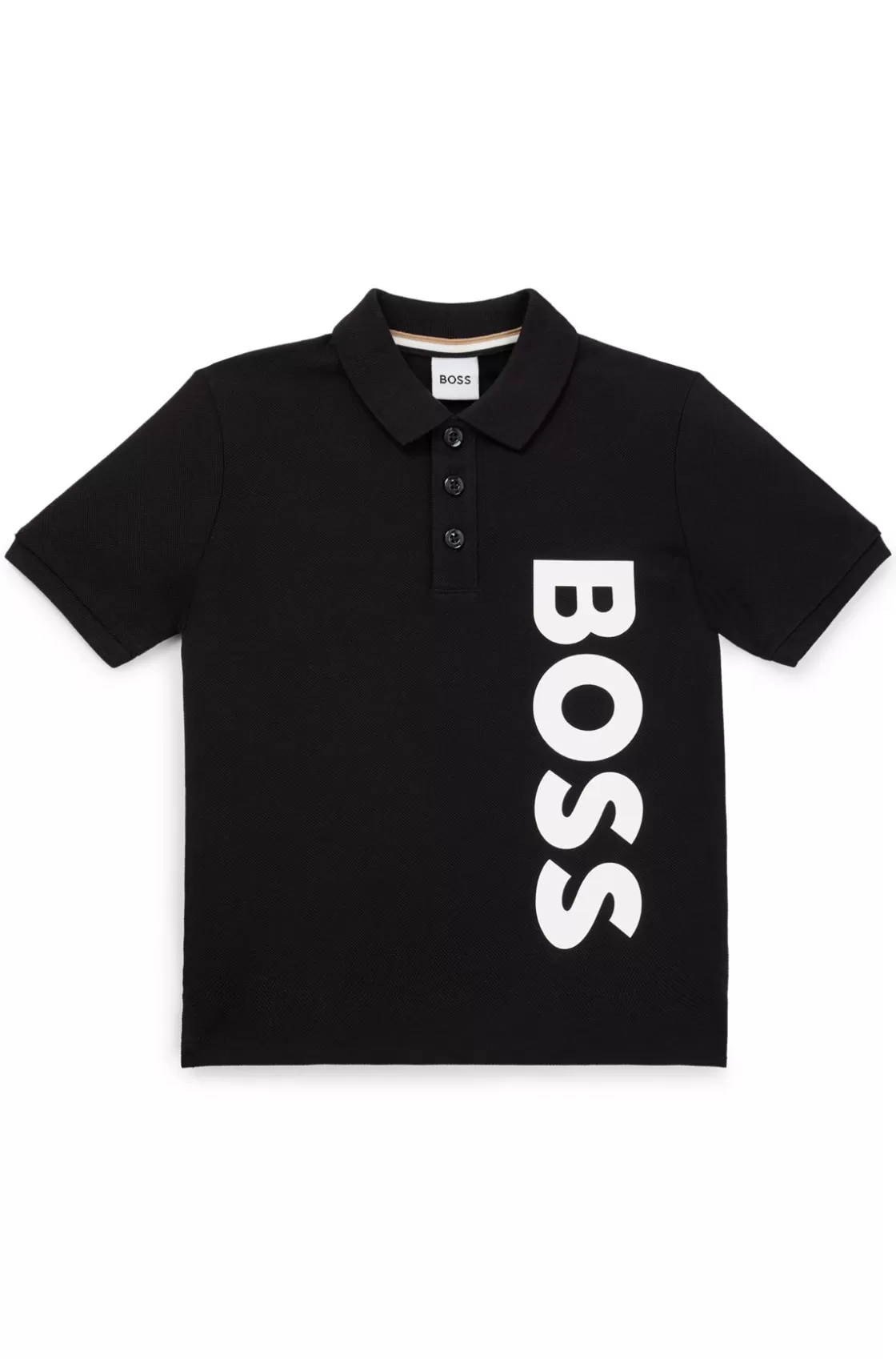 HUGO BOSS Kids' Polo Shirt In Cotton Piqué With Vertical Logo Black Cheap