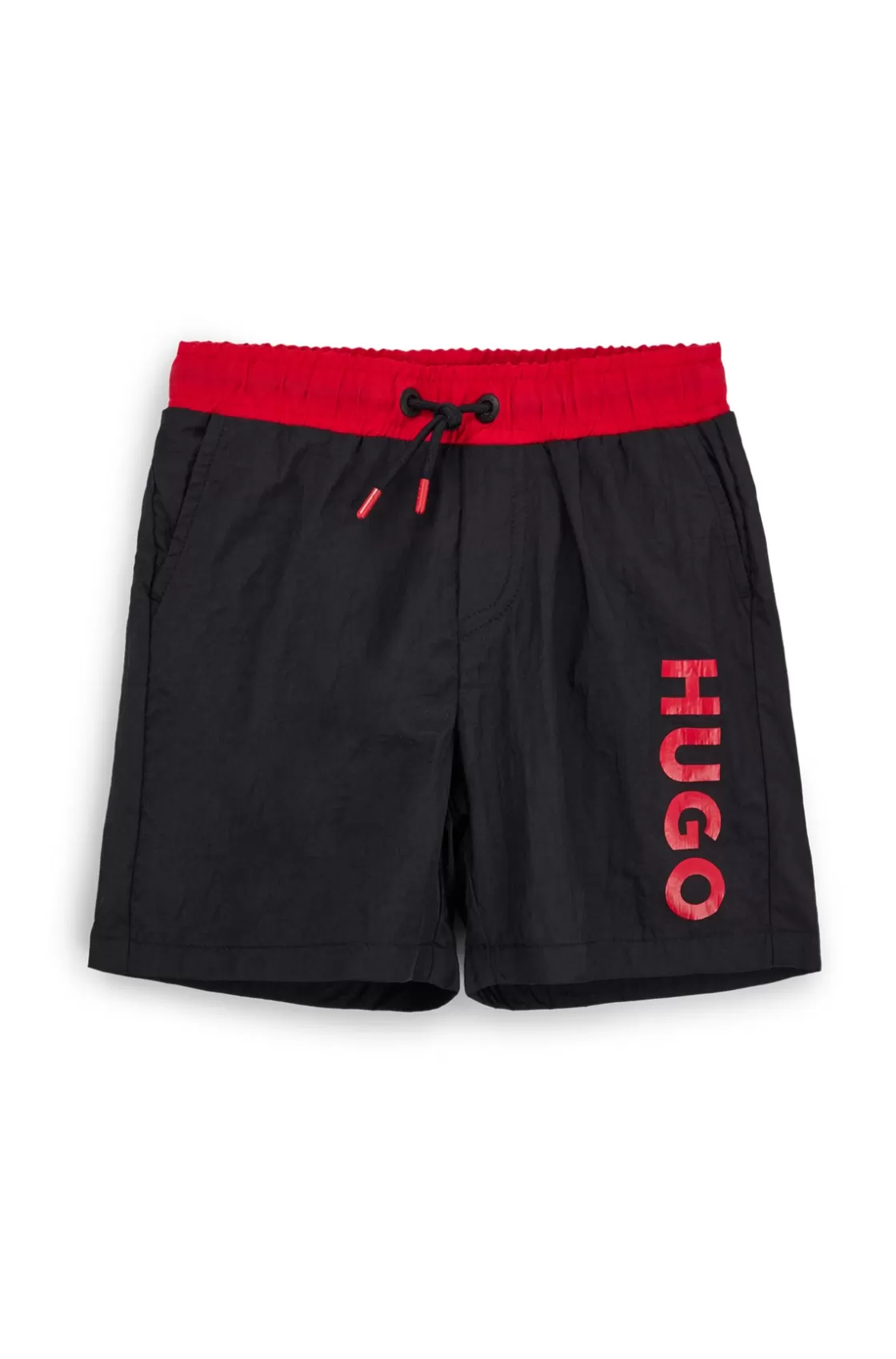 HUGO BOSS Kids' Quick-dry Swim Shorts With Vertical Logo Black Store