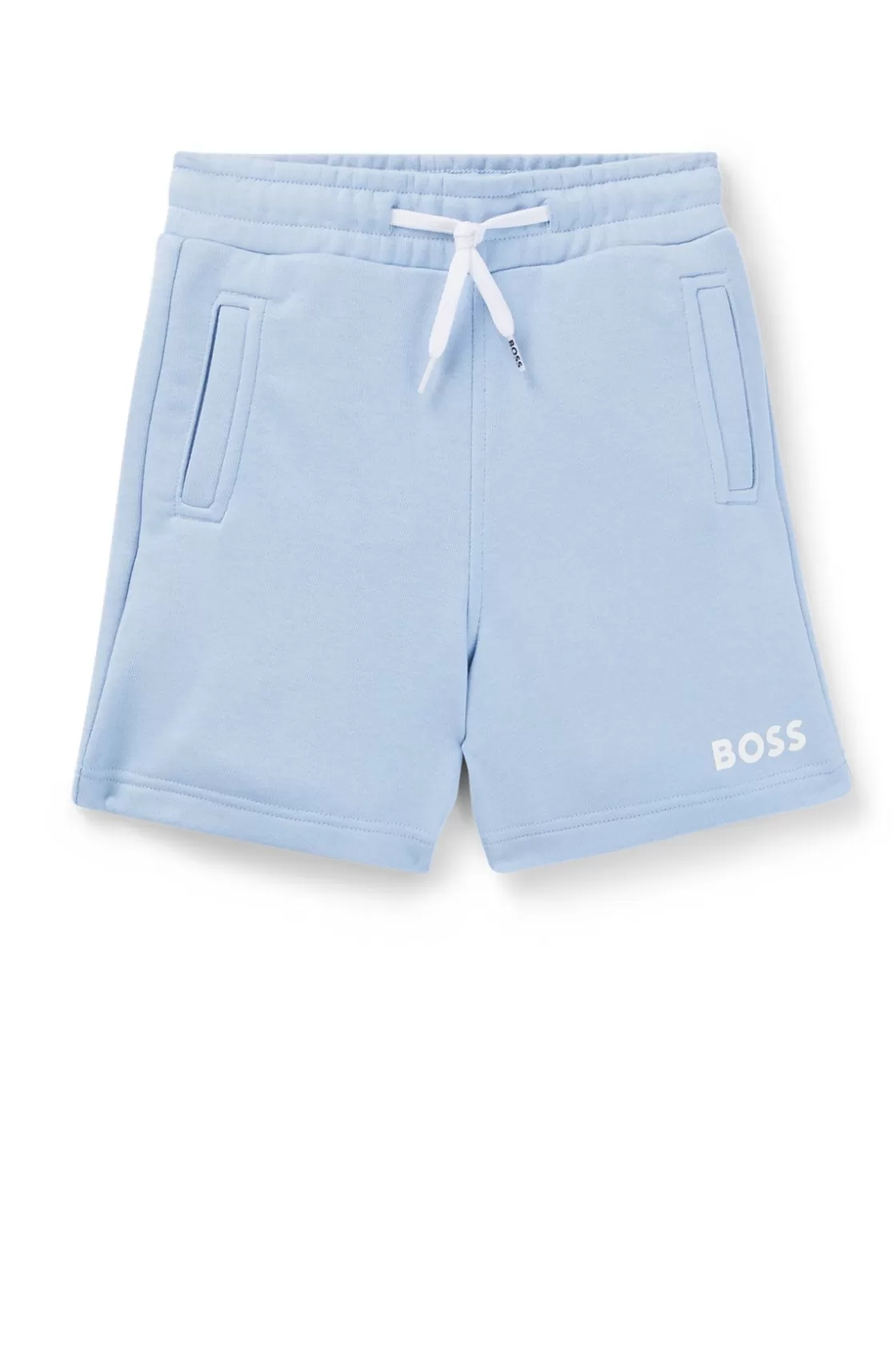 HUGO BOSS Kids' Regular-fit Fleece Shorts With Logo Print Light Blue Shop