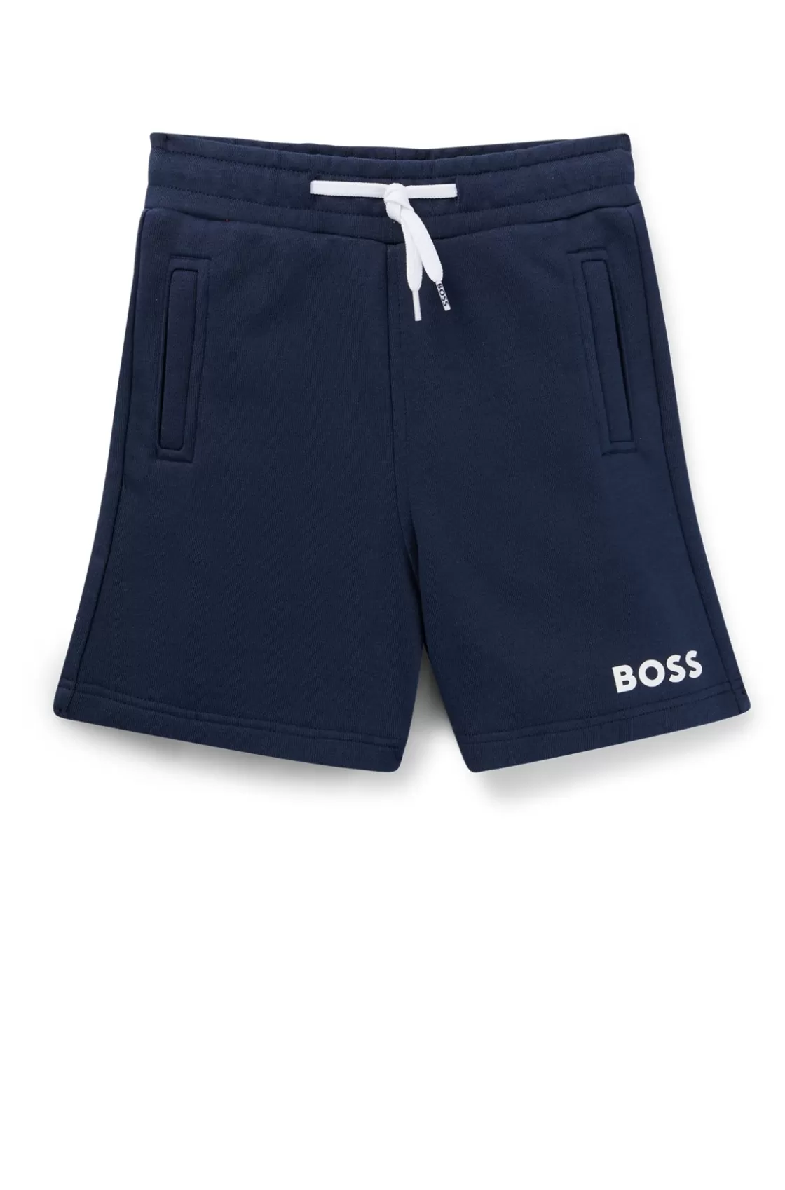 HUGO BOSS Kids' Regular-fit Fleece Shorts With Logo Print Dark Blue Discount