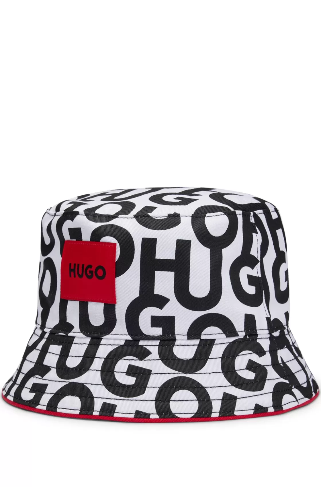 HUGO BOSS Kids' Reversible Bucket Hat In Cotton With Logo Details Patterned Store