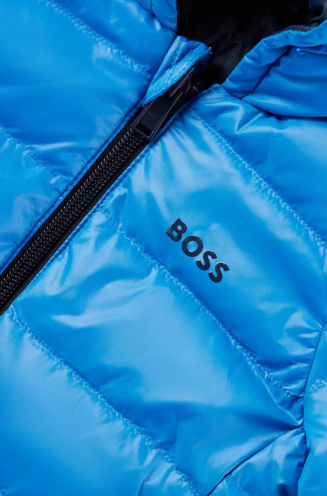 HUGO BOSS Kids' Reversible Down Jacket With Logo Details Blue Fashion