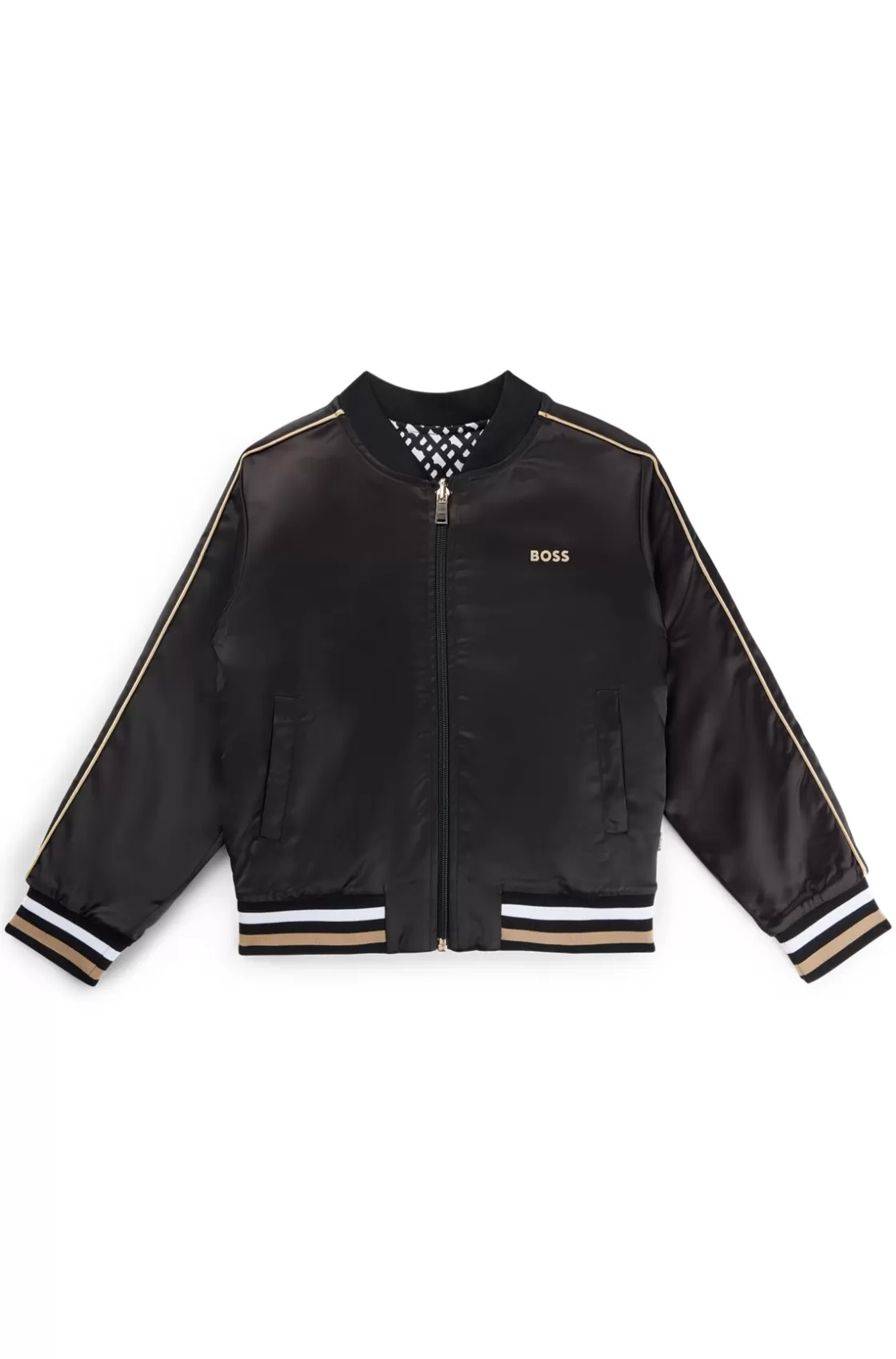 HUGO BOSS Kids' Reversible Jacket With Plain And Monogram Designs Black Cheap