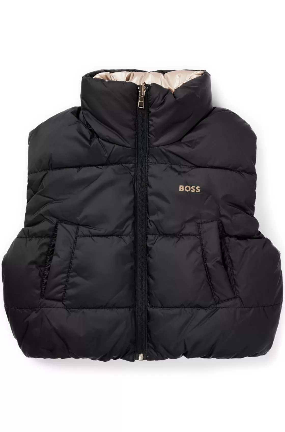 HUGO BOSS Kids' Reversible Water-repellent Gilet With Logo Details Black Online