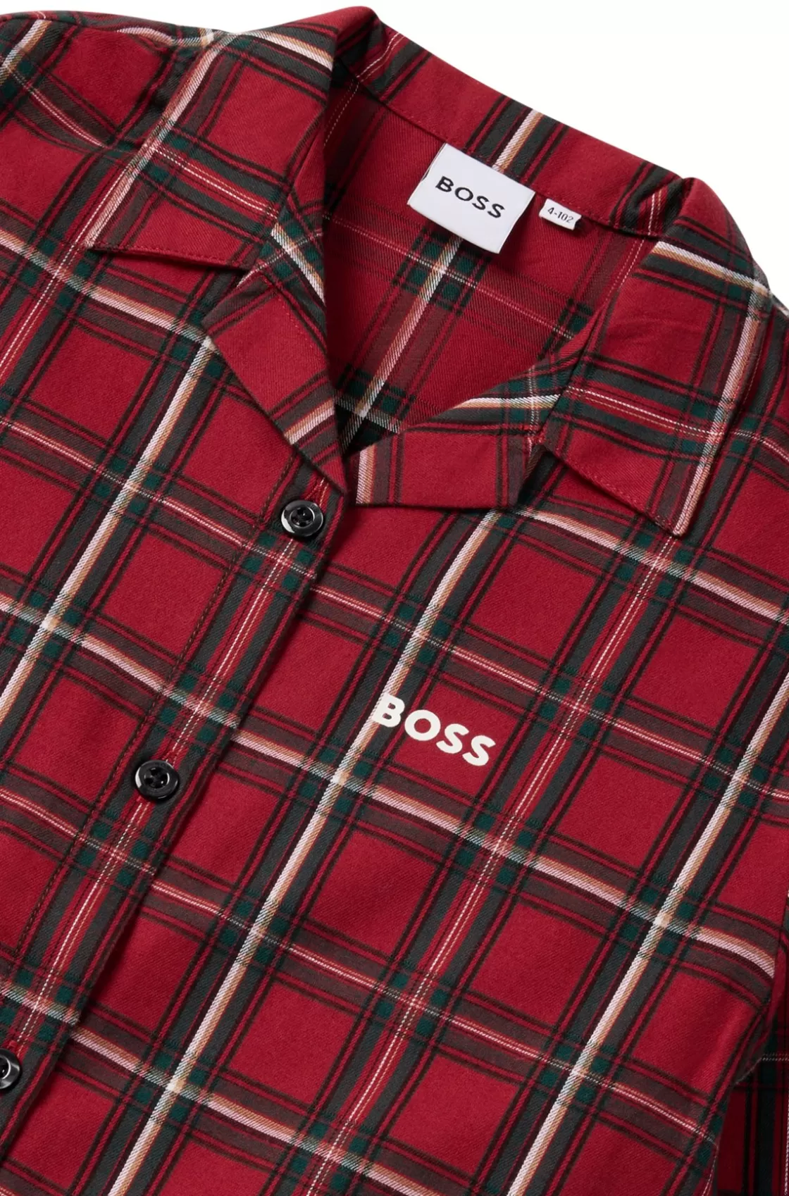 HUGO BOSS Kids' Shirt Dress In Checked Cotton With Logo Print Dark Red Best