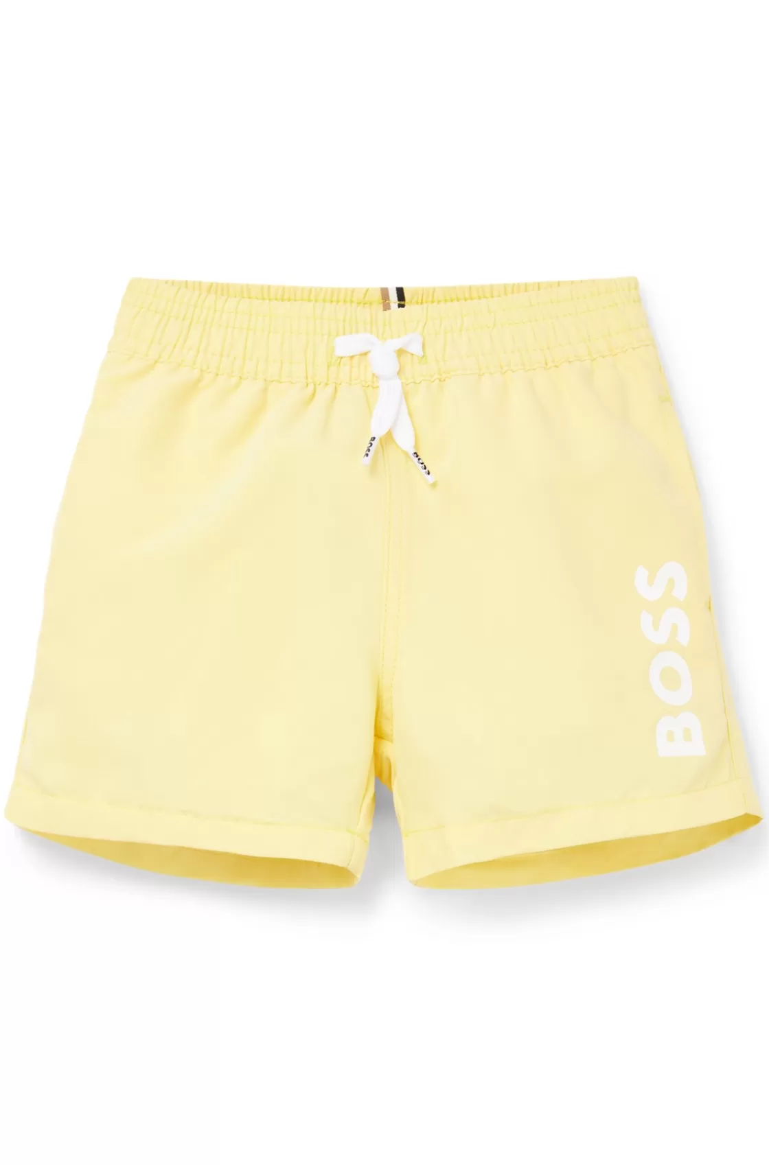 HUGO BOSS Kids' Shorts In French Terry With Vertical Logo Print Light Yellow Outlet