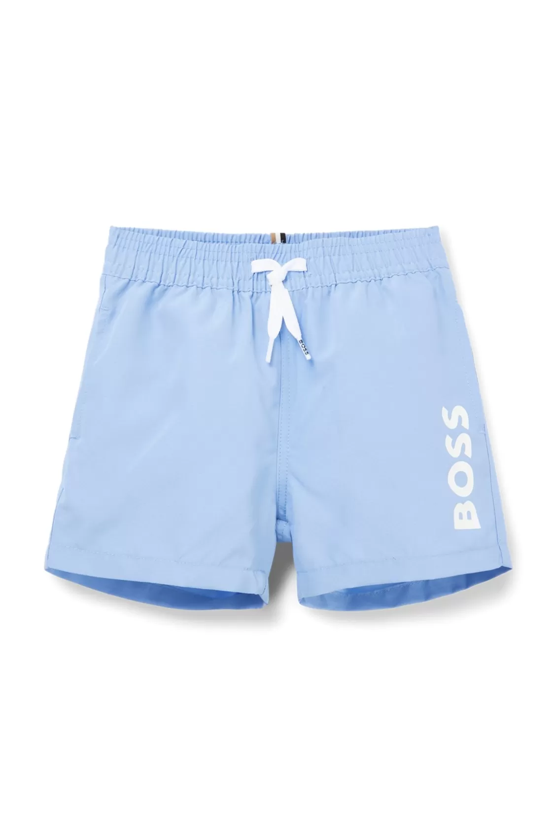 HUGO BOSS Kids' Shorts In French Terry With Vertical Logo Print Light Blue Hot